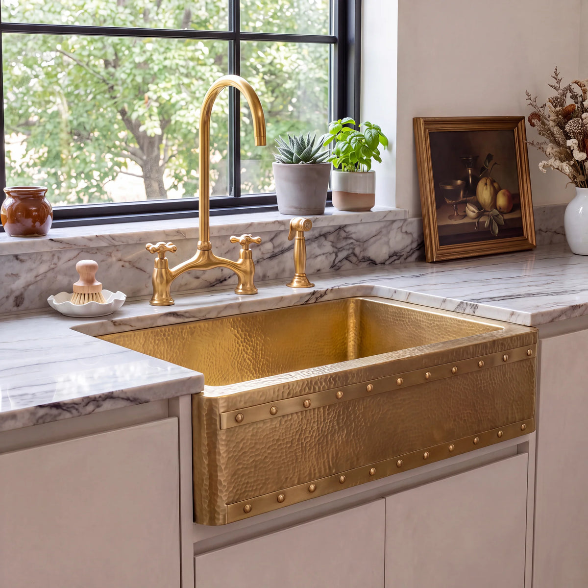 Anvil Riveted Brass Farmhouse Sink