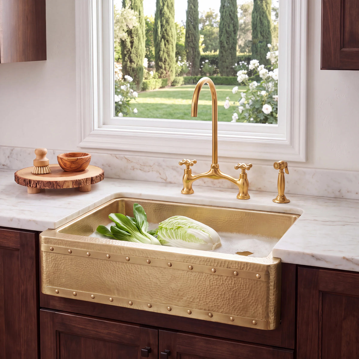 Anvil Riveted Brass Farmhouse Sink