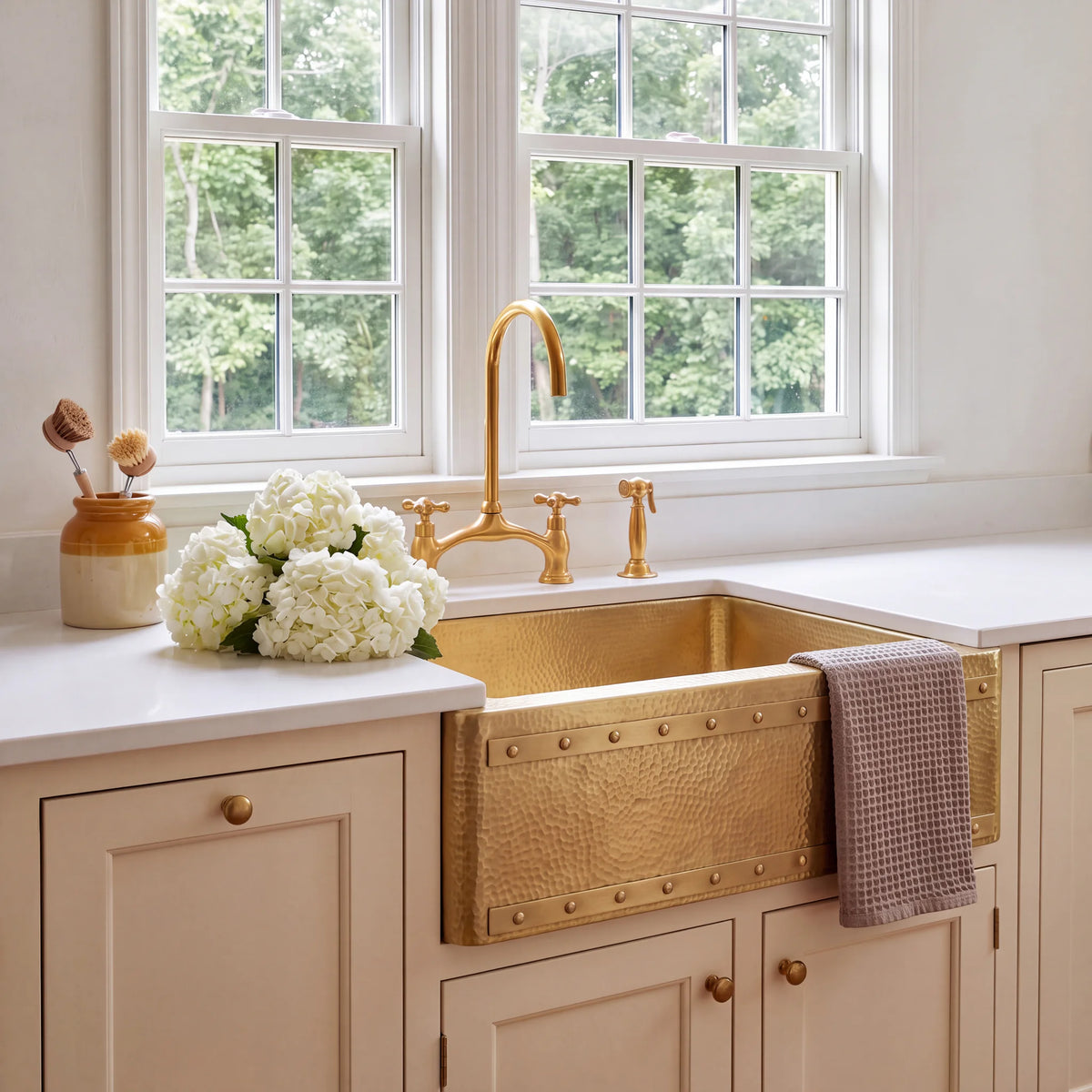Anvil Riveted Brass Farmhouse Sink