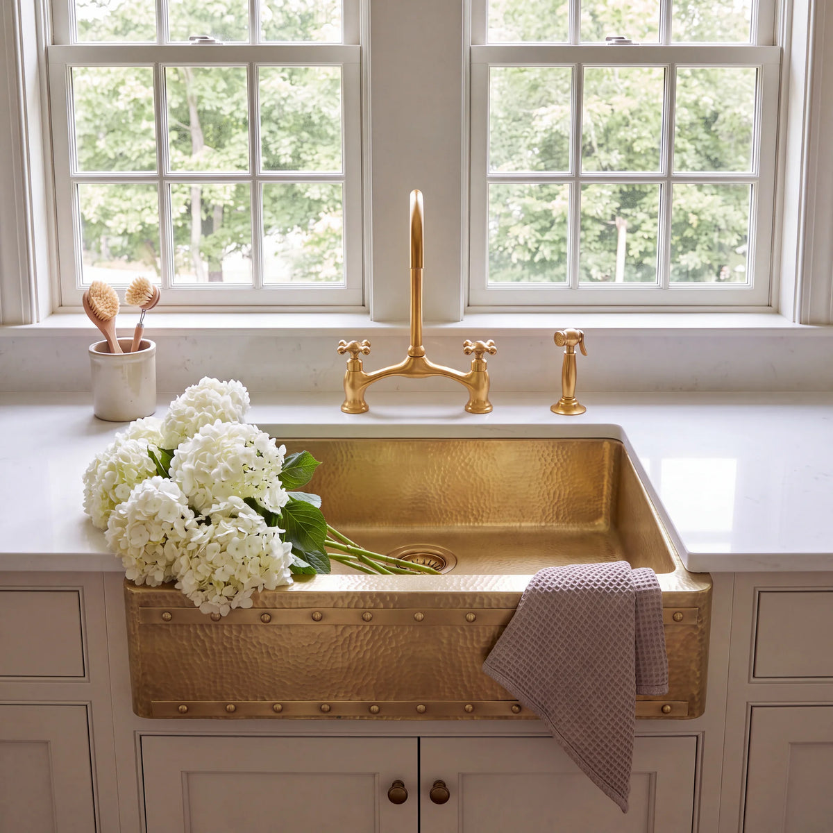 Anvil Riveted Brass Farmhouse Sink