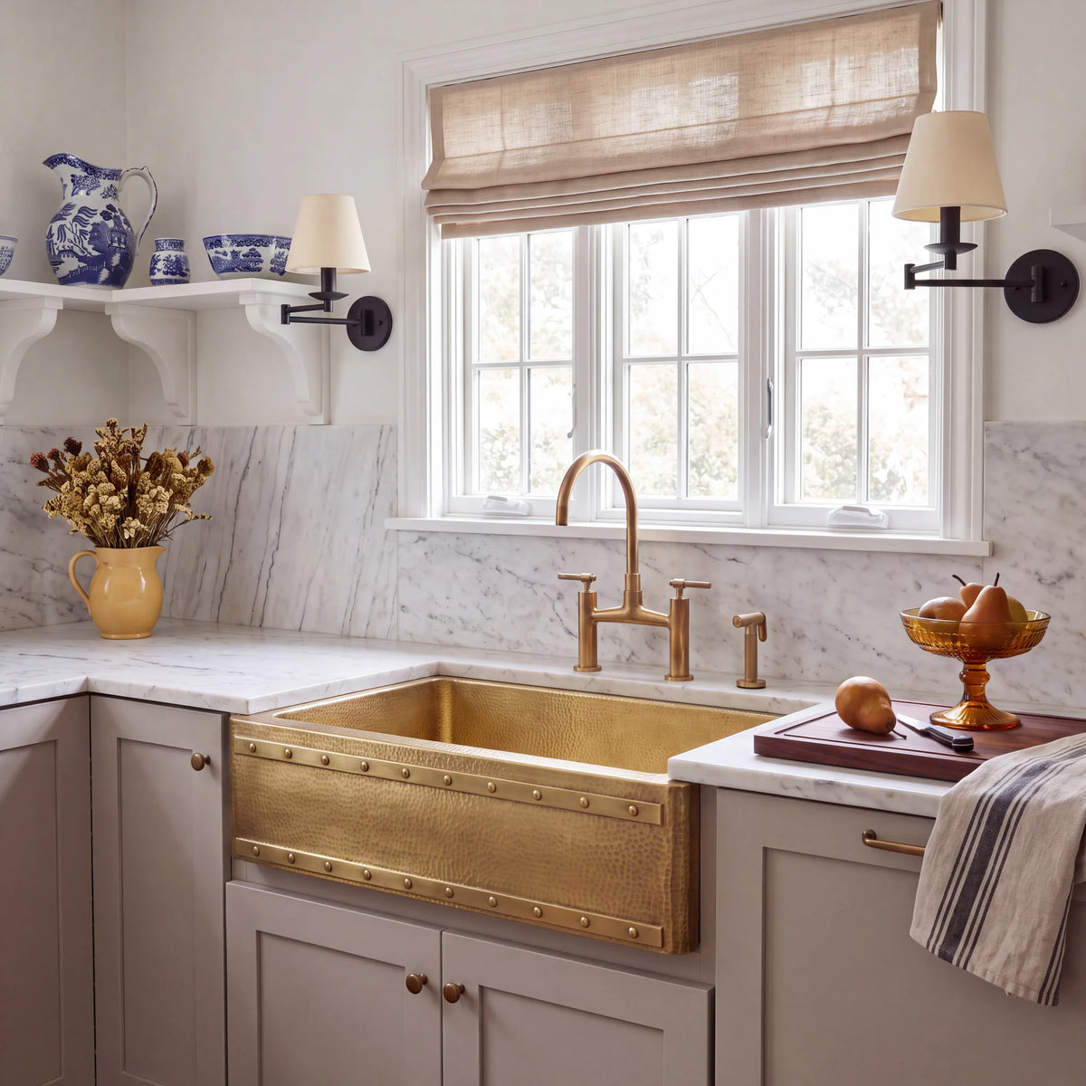 Anvil Riveted Brass Farmhouse Sink