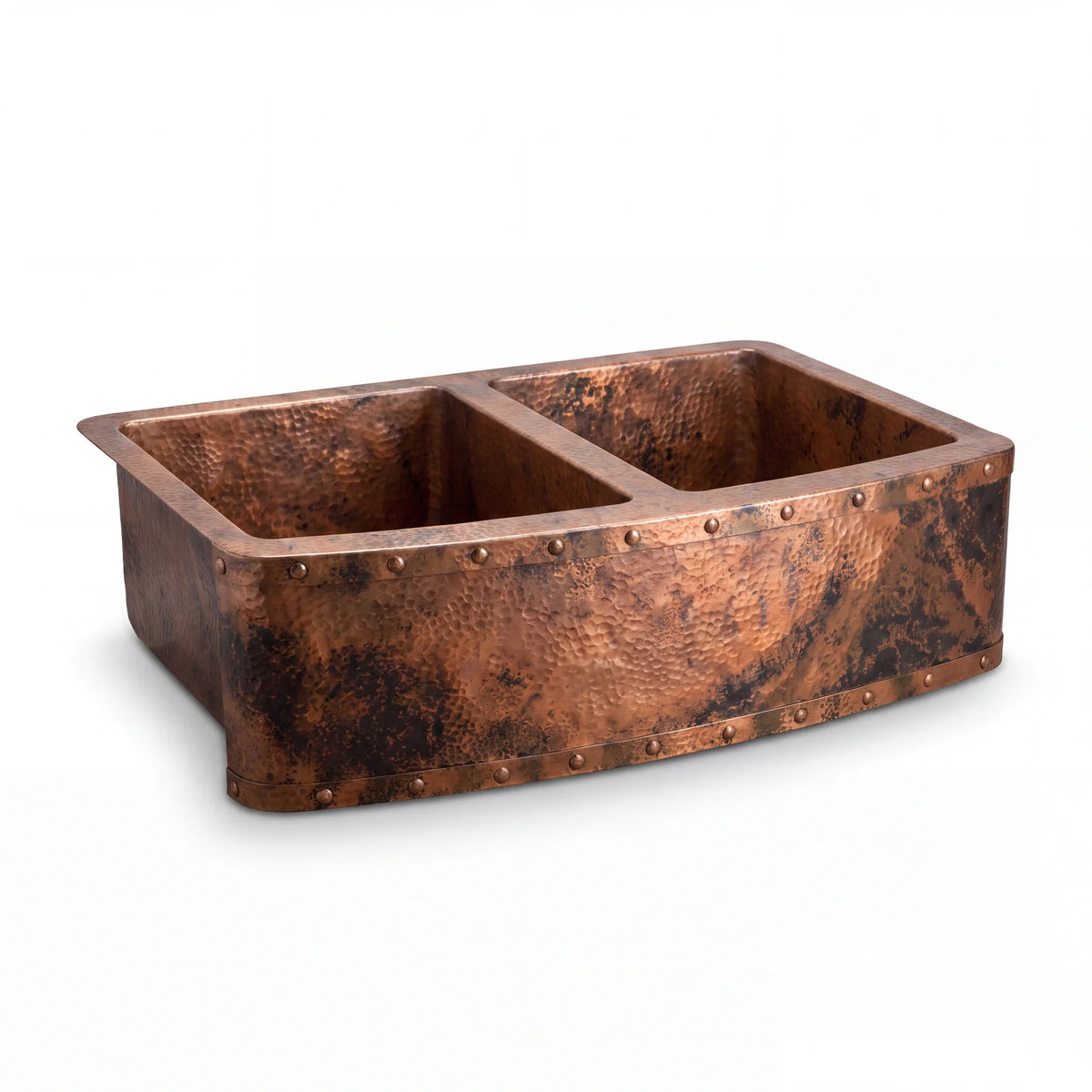 Foundry Riveted Double Bowl Copper Farmhouse Sink