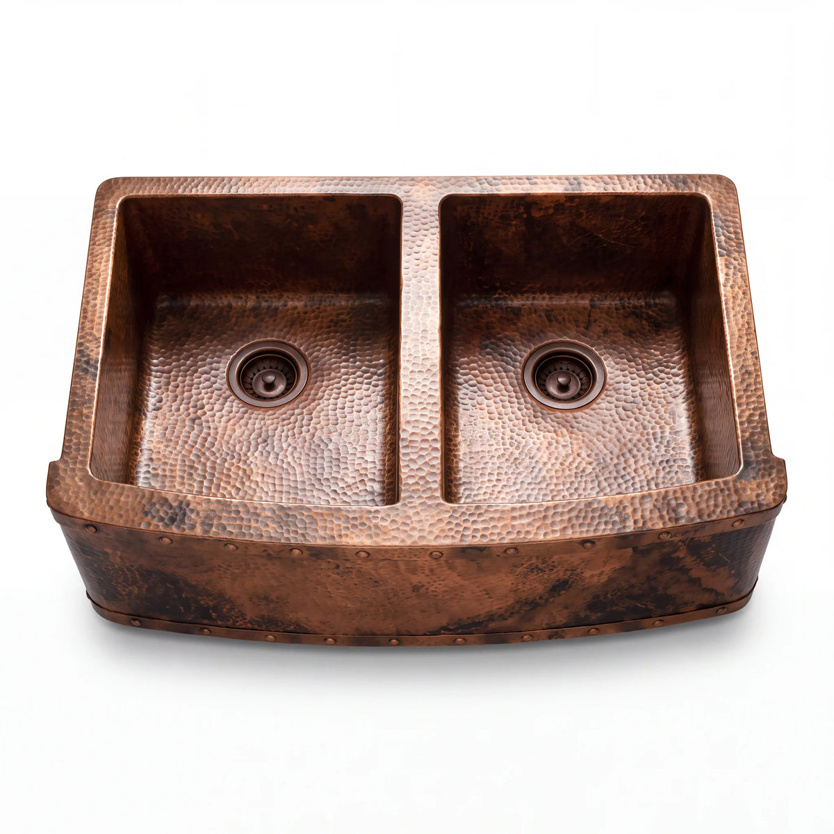 Foundry Riveted Double Bowl Copper Farmhouse Sink