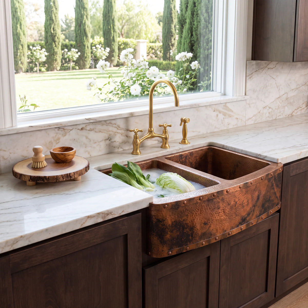Foundry Riveted Double Bowl Copper Farmhouse Sink