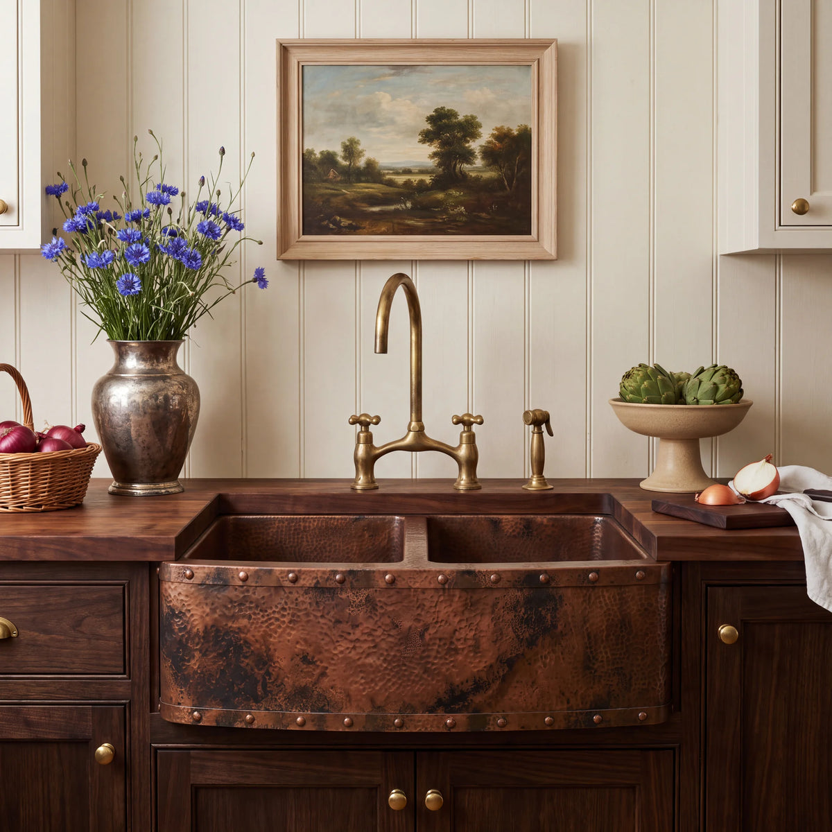Foundry Riveted Double Bowl Copper Farmhouse Sink