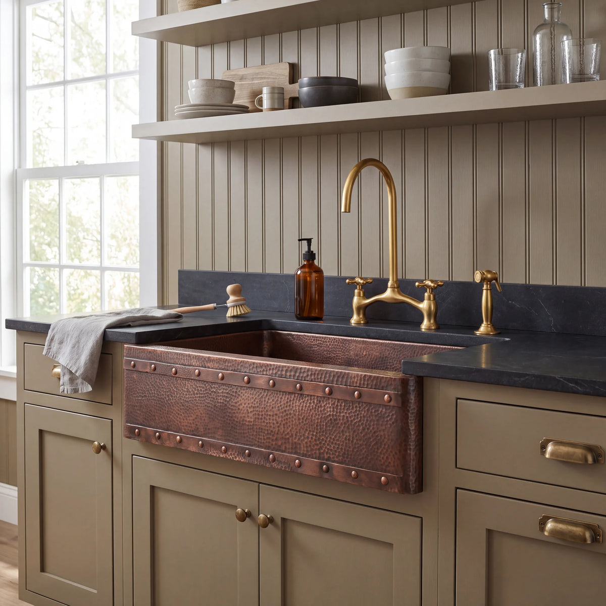 Anvil Riveted Copper Farmhouse Sink