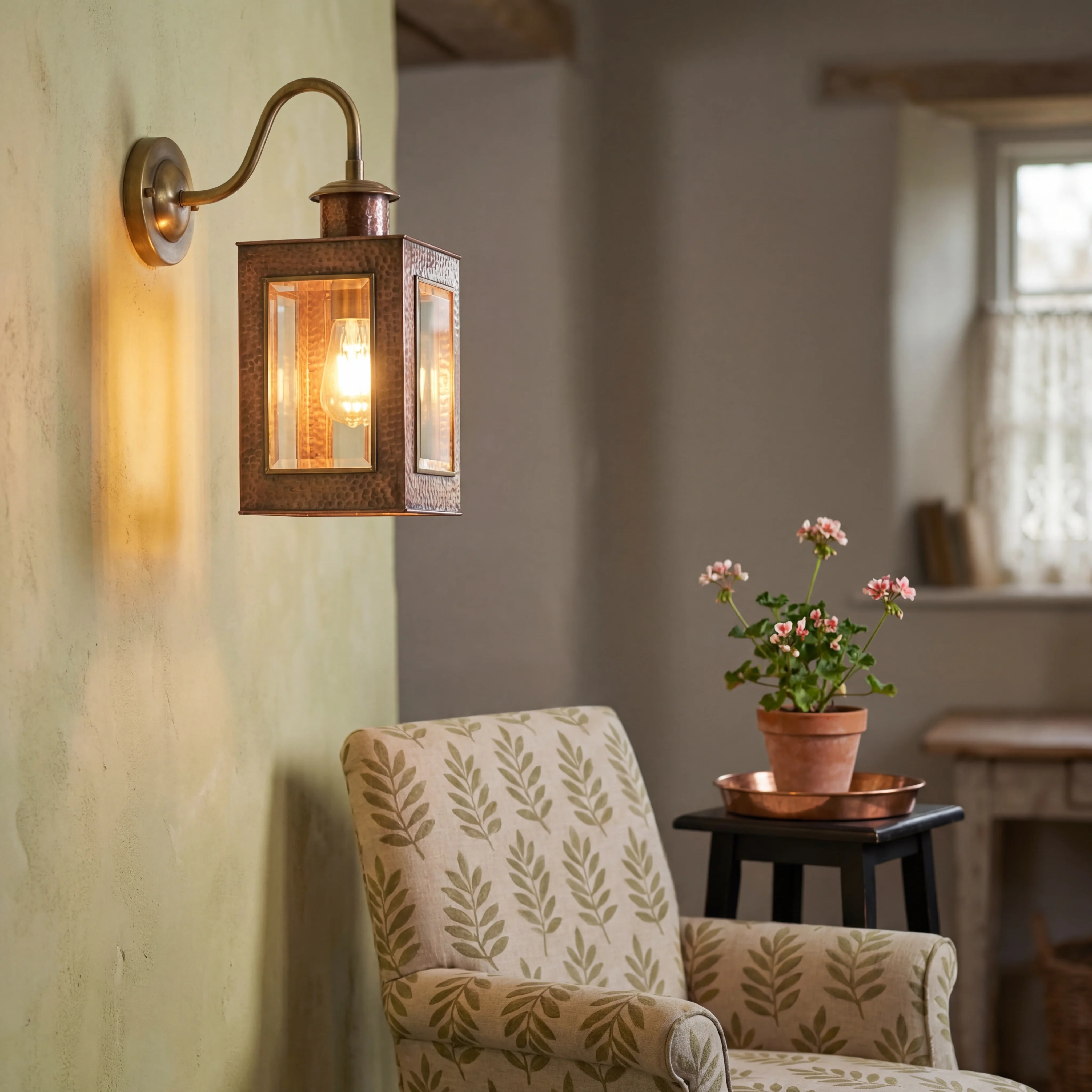 Faro Rustic Copper Lantern Wall Sconce