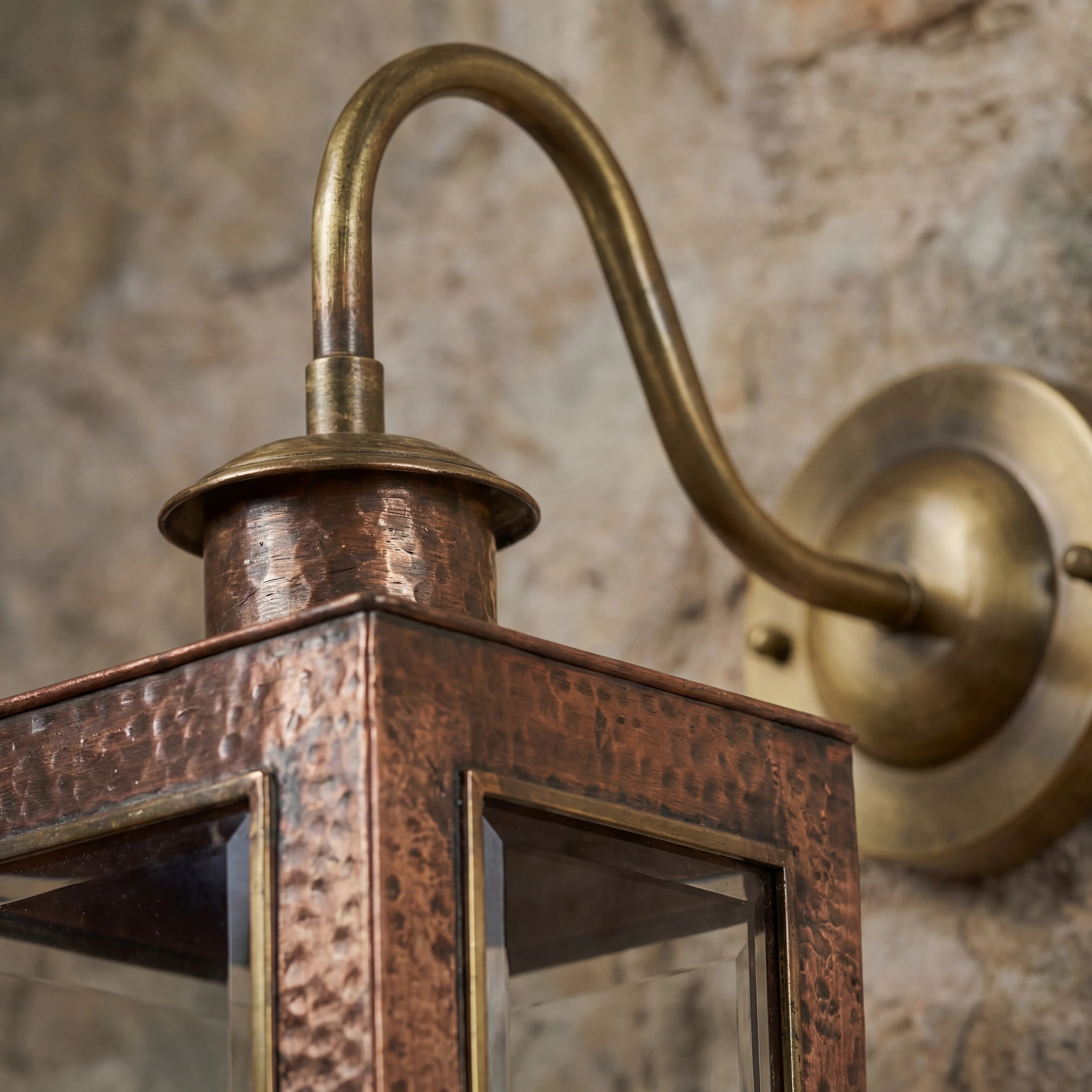 Faro Rustic Copper Lantern Wall Sconce