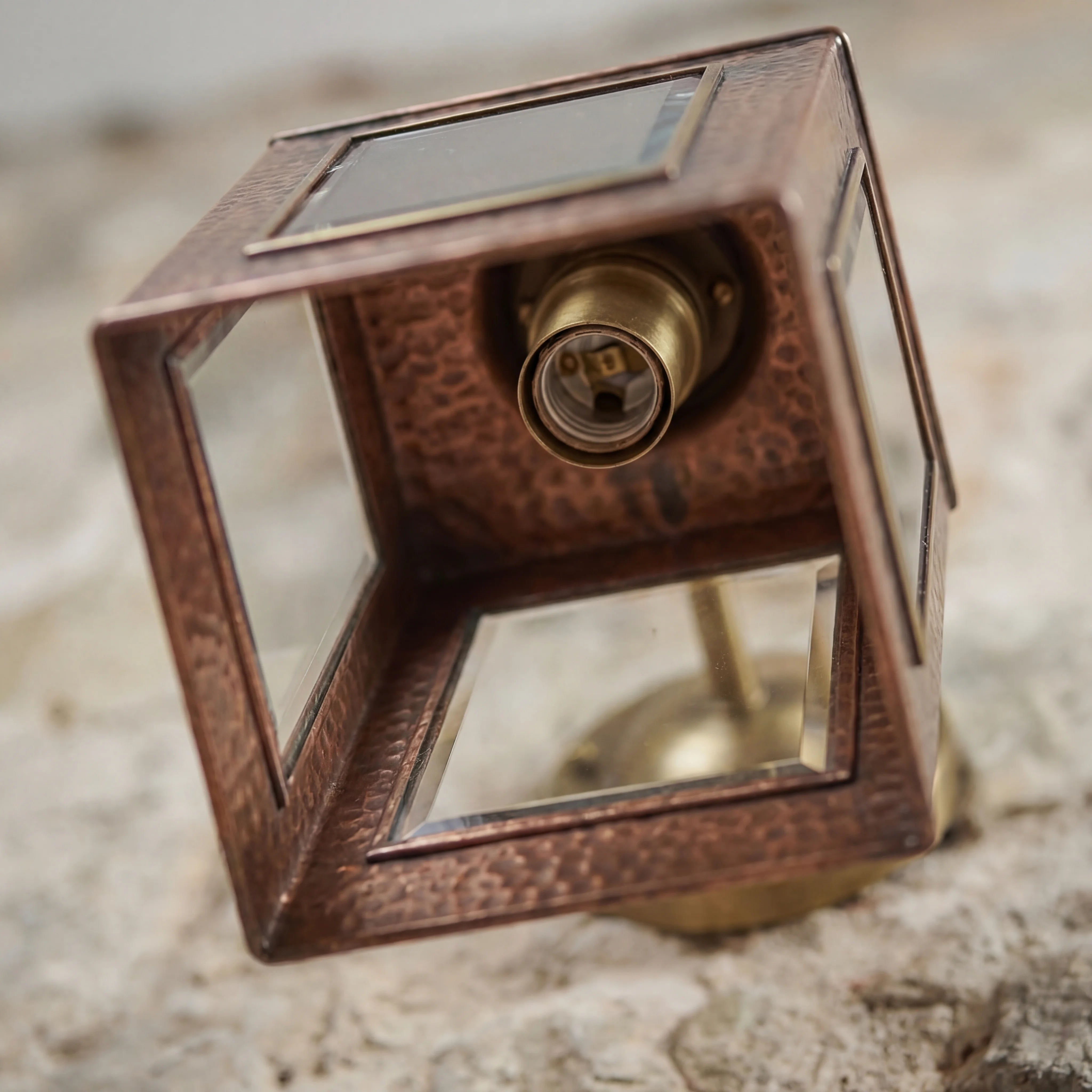 Faro Rustic Copper Lantern Wall Sconce