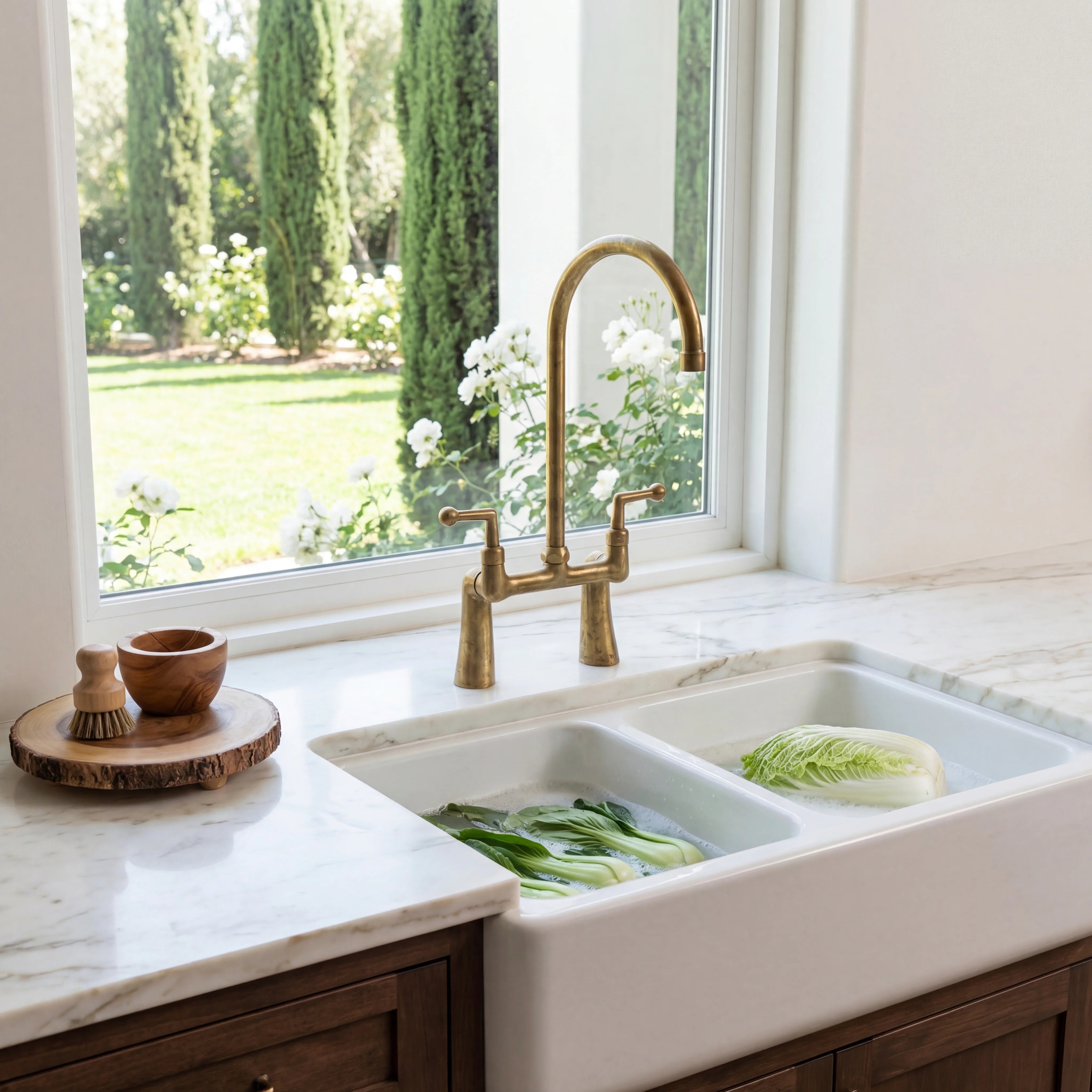 Dova Brass Bridge Kitchen Faucet