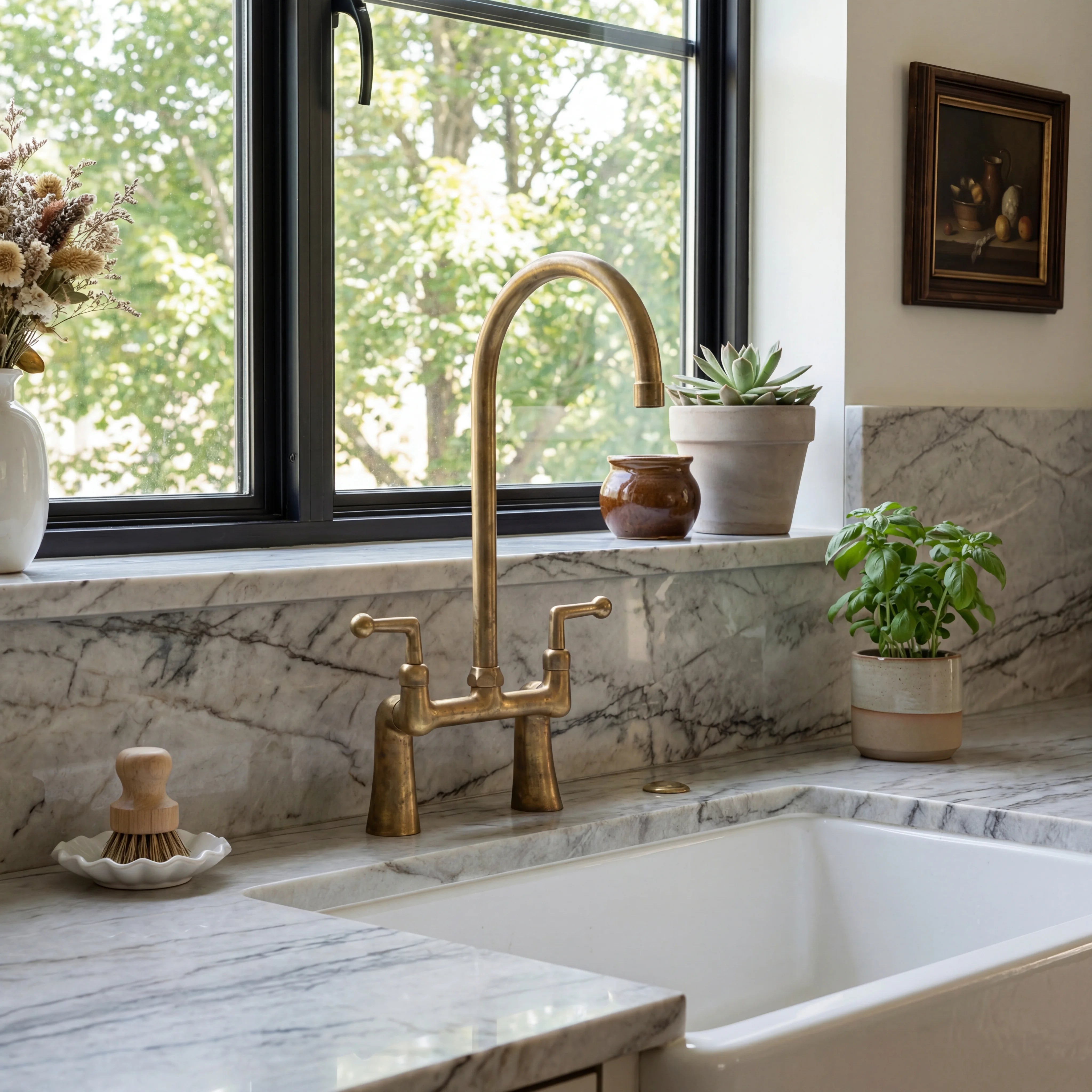 Dova Brass Bridge Kitchen Faucet