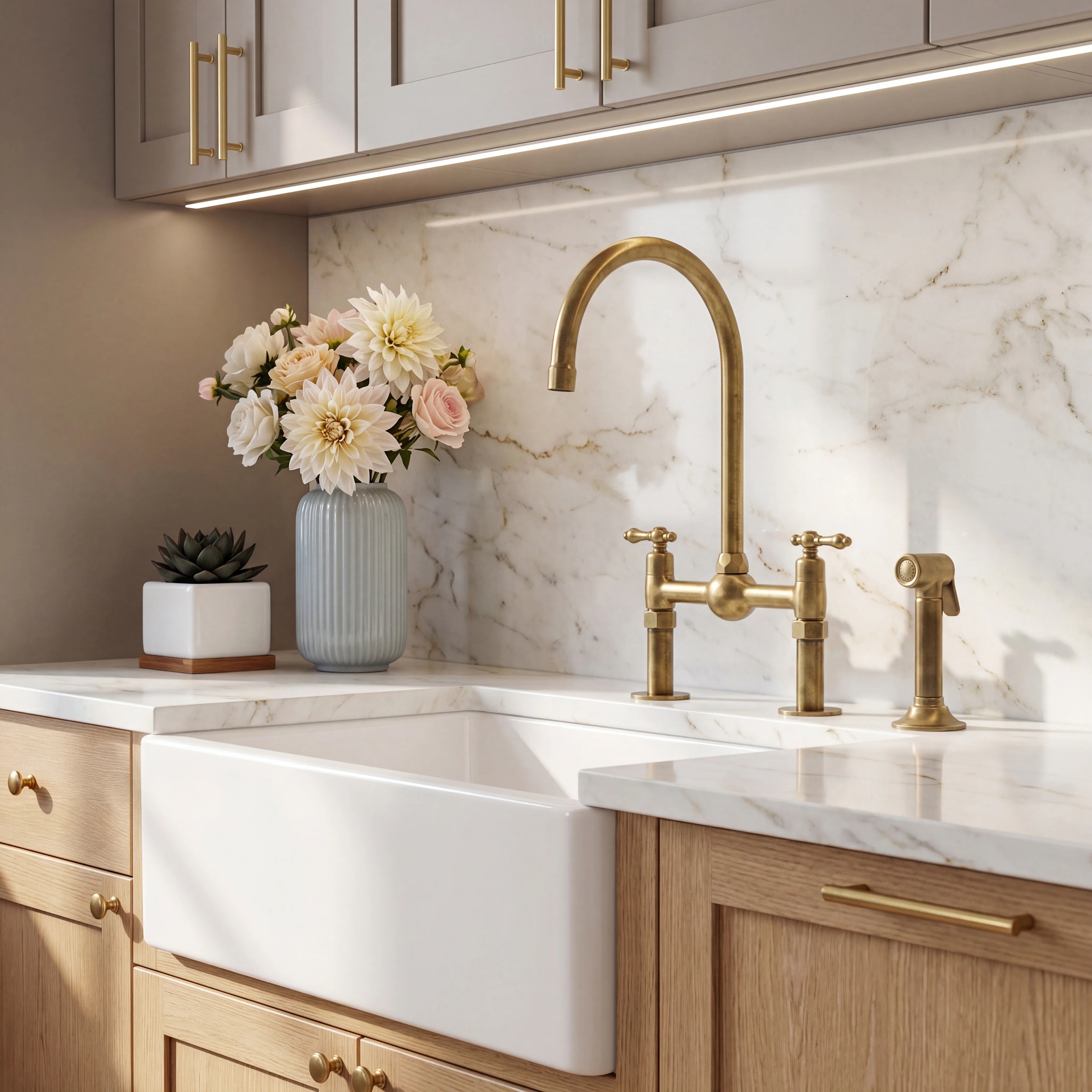 Orb Bridge Kitchen Faucet with Side Sprayer