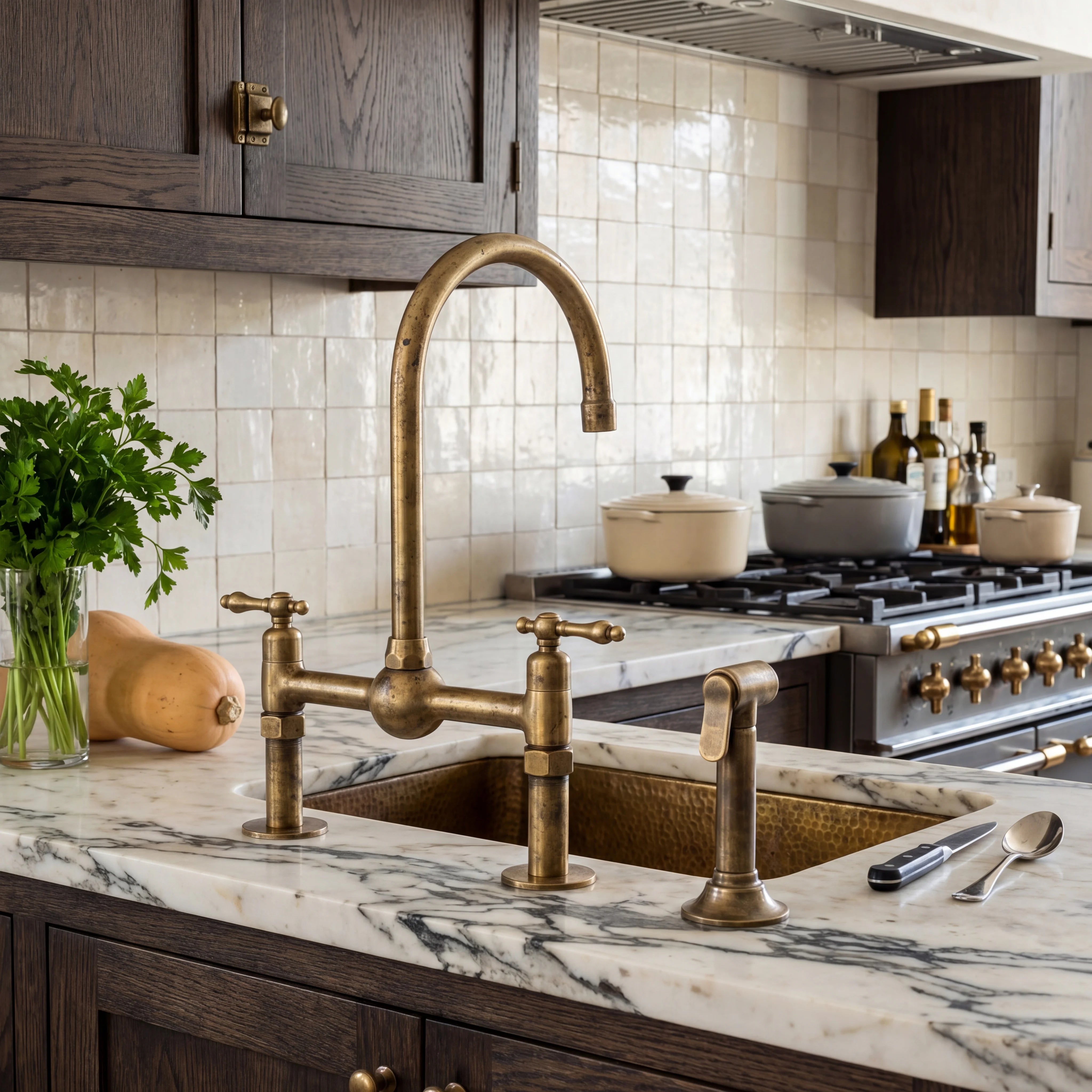 Orb Bridge Kitchen Faucet with Side Sprayer