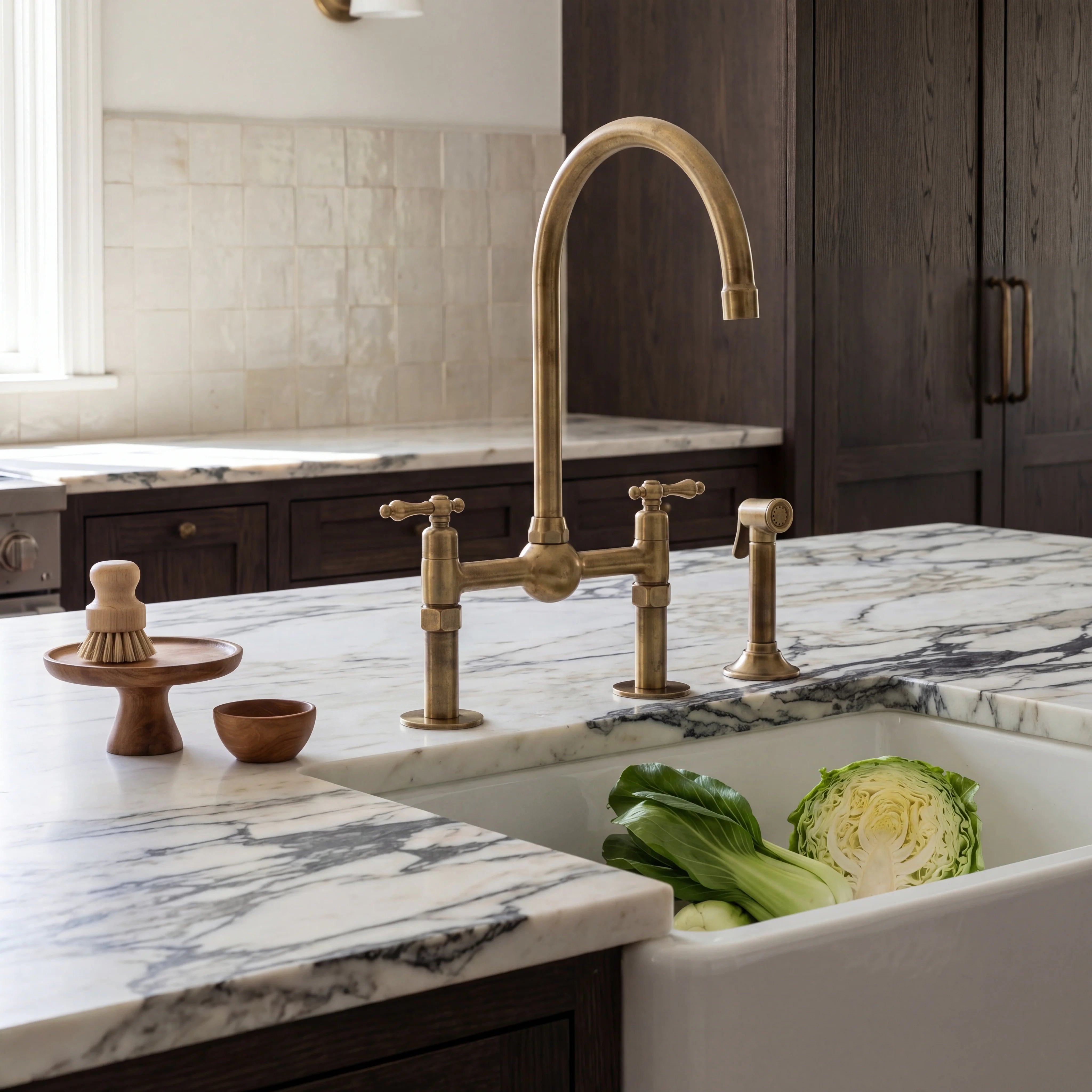 Orb Bridge Kitchen Faucet with Side Sprayer