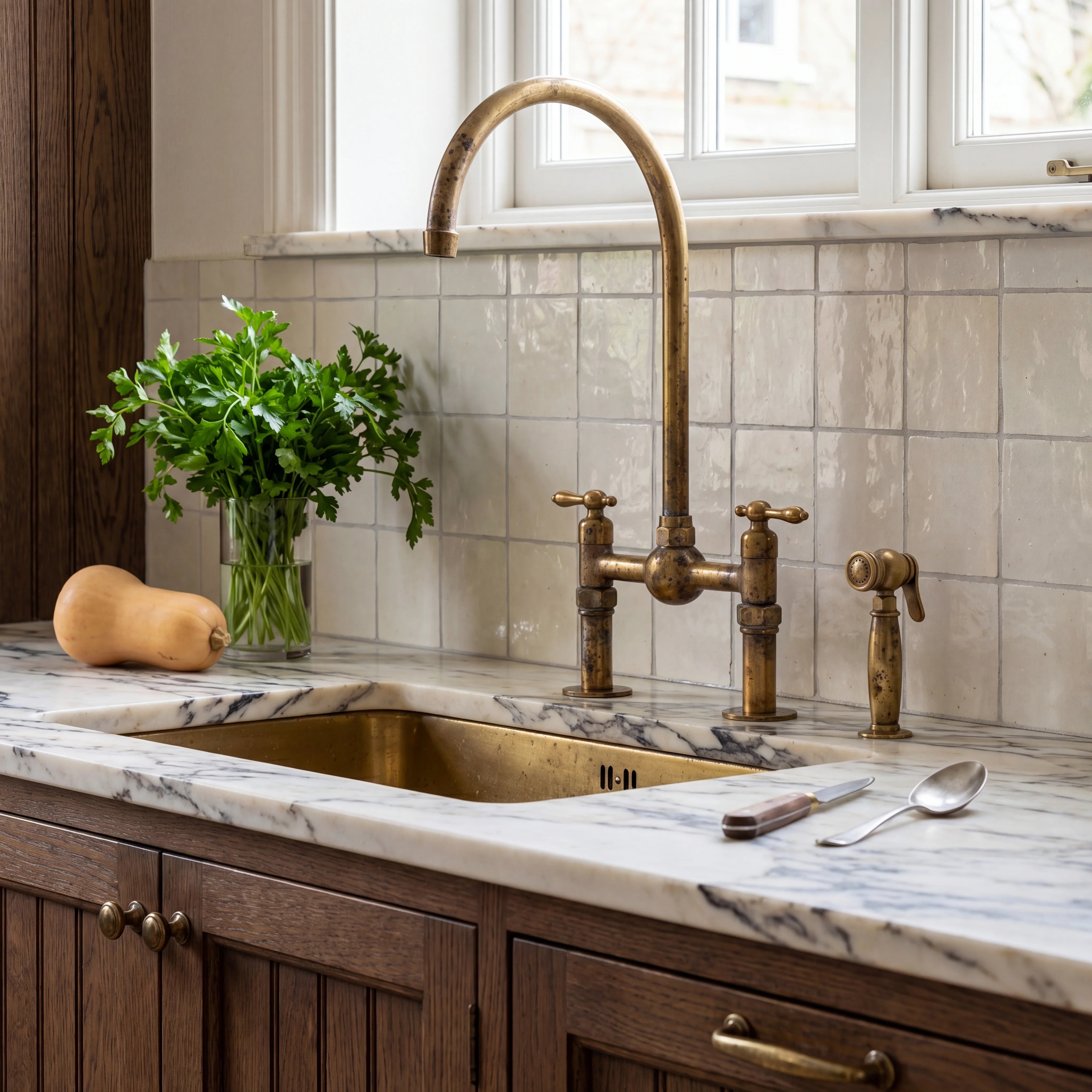 Orb Bridge Kitchen Faucet with Side Sprayer