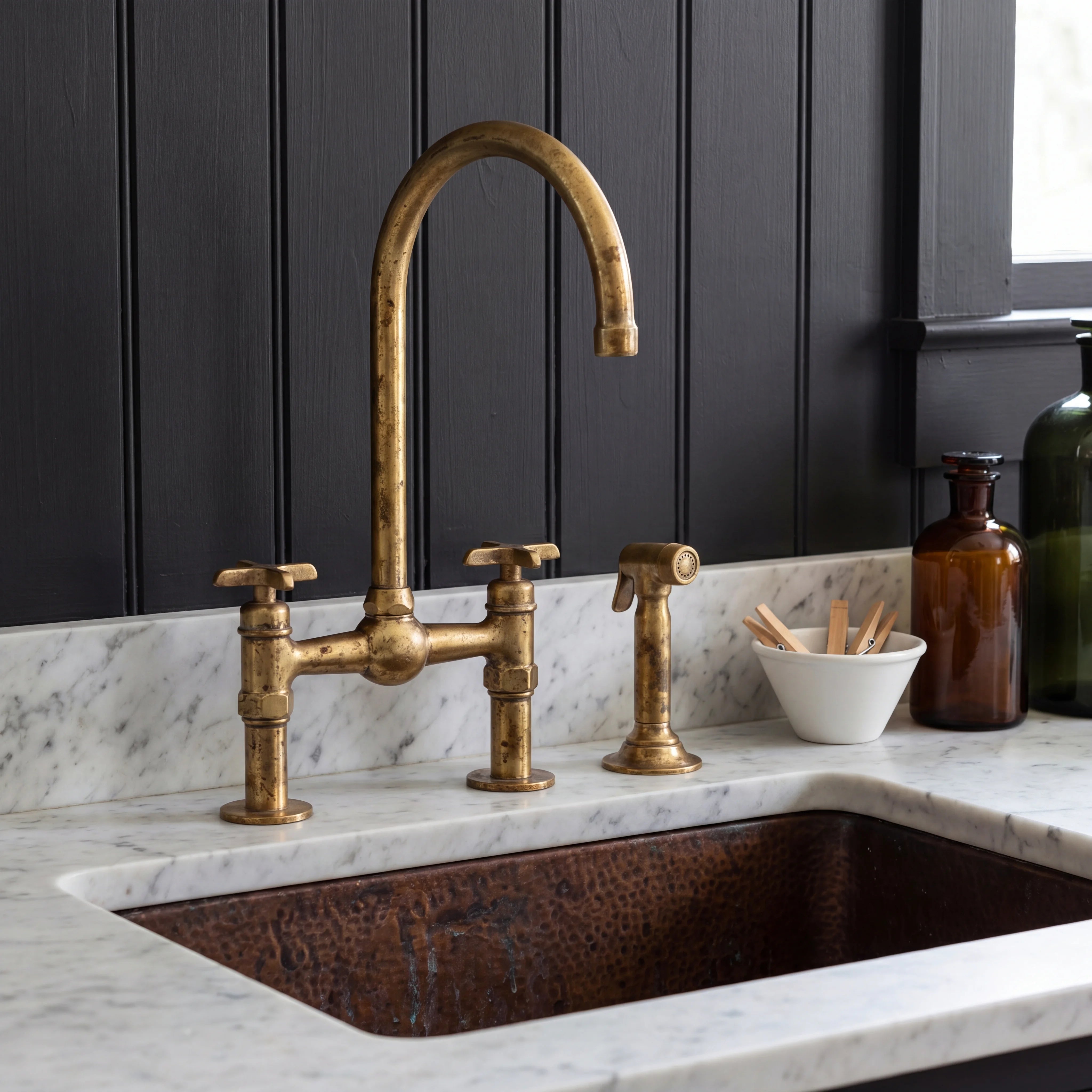 Orb Bridge Kitchen Faucet with Side Sprayer