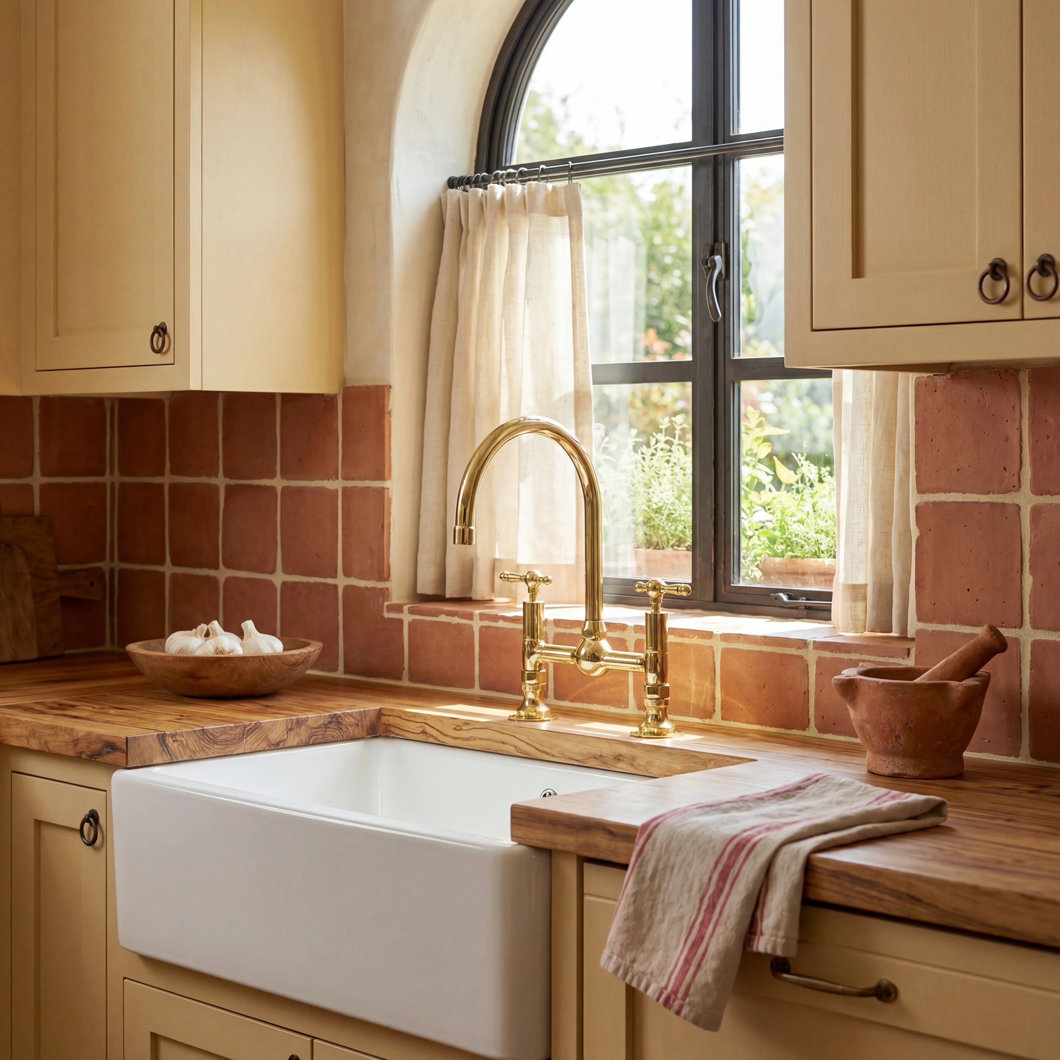 Perla Brass Bridge Kitchen Faucet