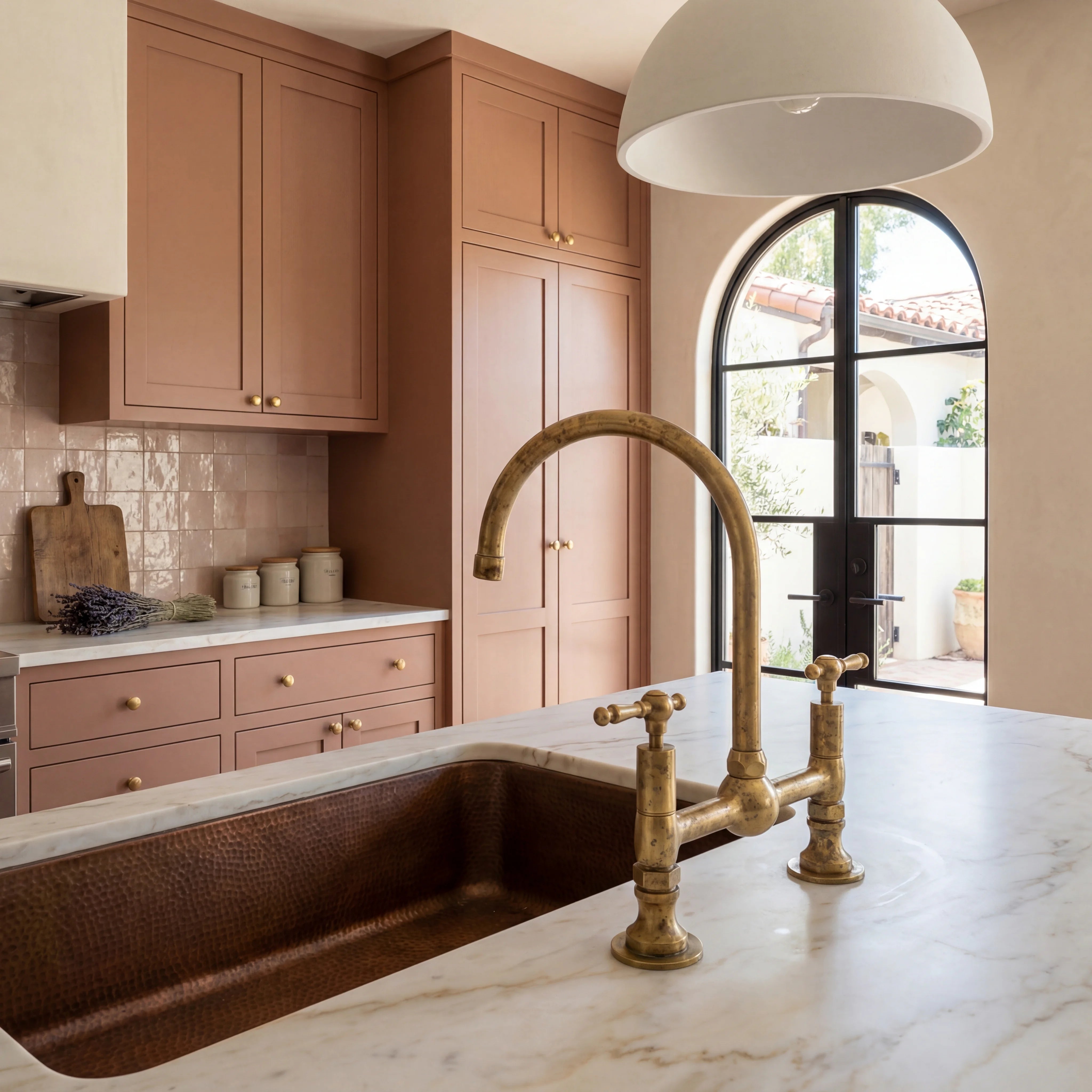 Perla Brass Bridge Kitchen Faucet