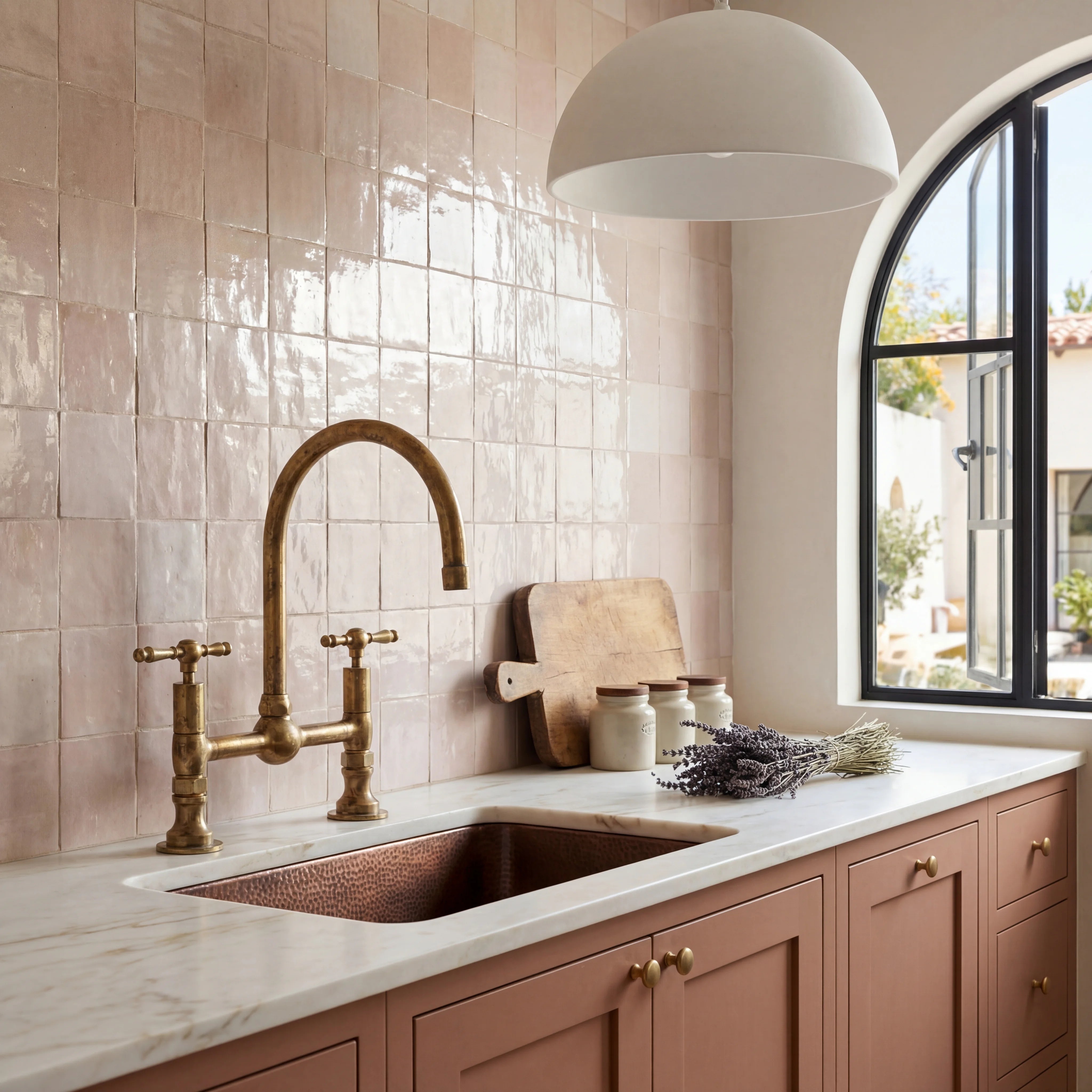 Perla Brass Bridge Kitchen Faucet
