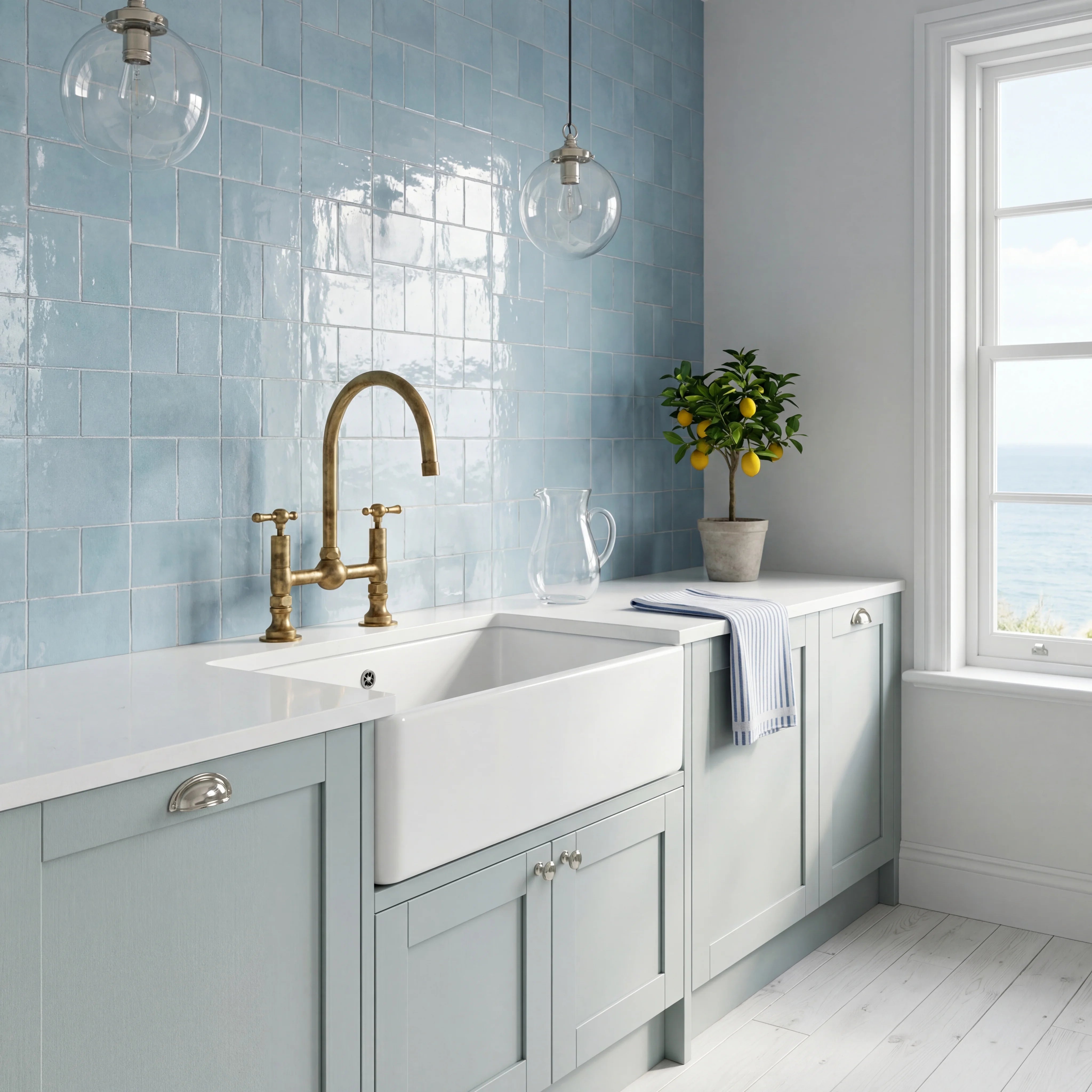 Perla Brass Bridge Kitchen Faucet