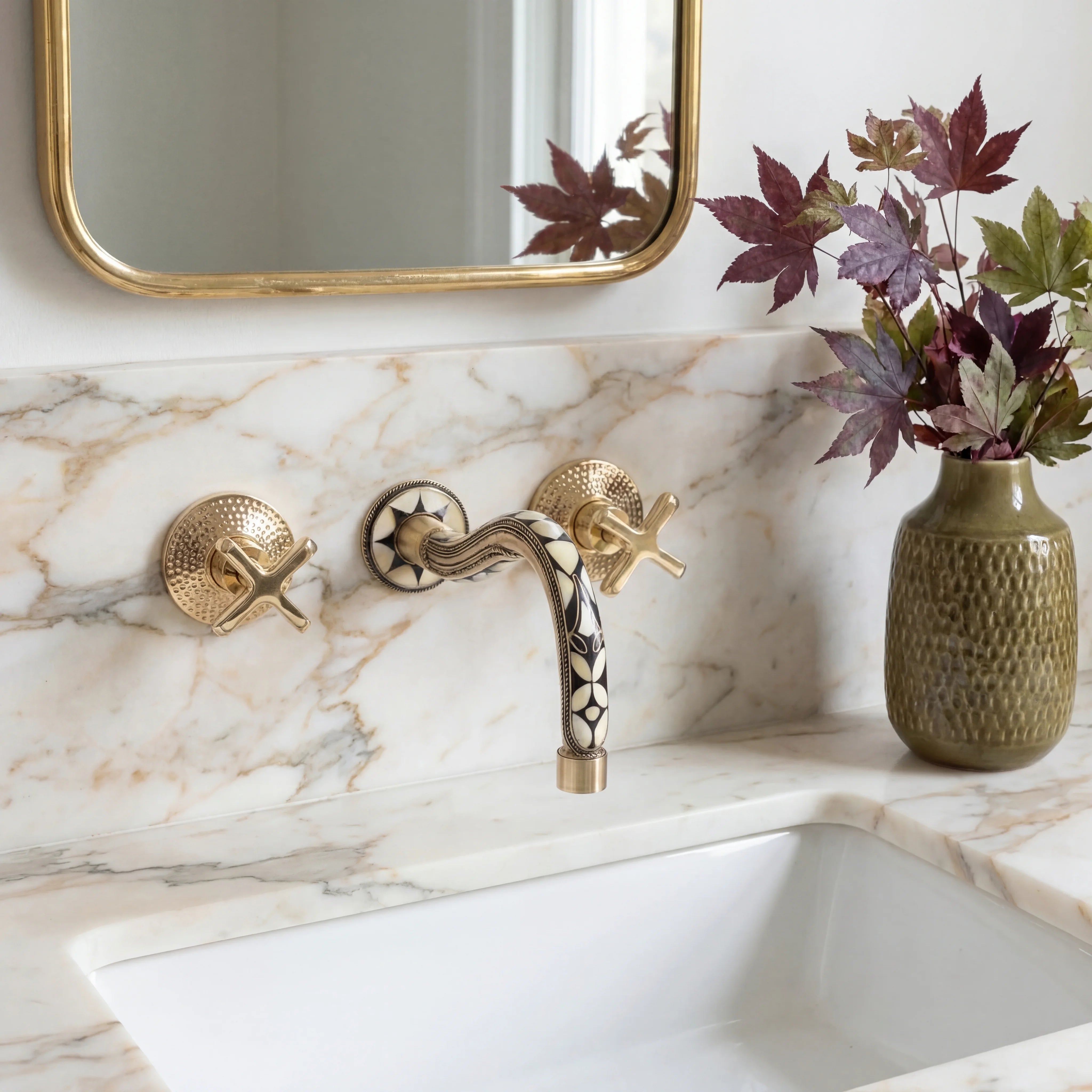 Zawa 3-Hole Wall Mount Bathroom Faucet