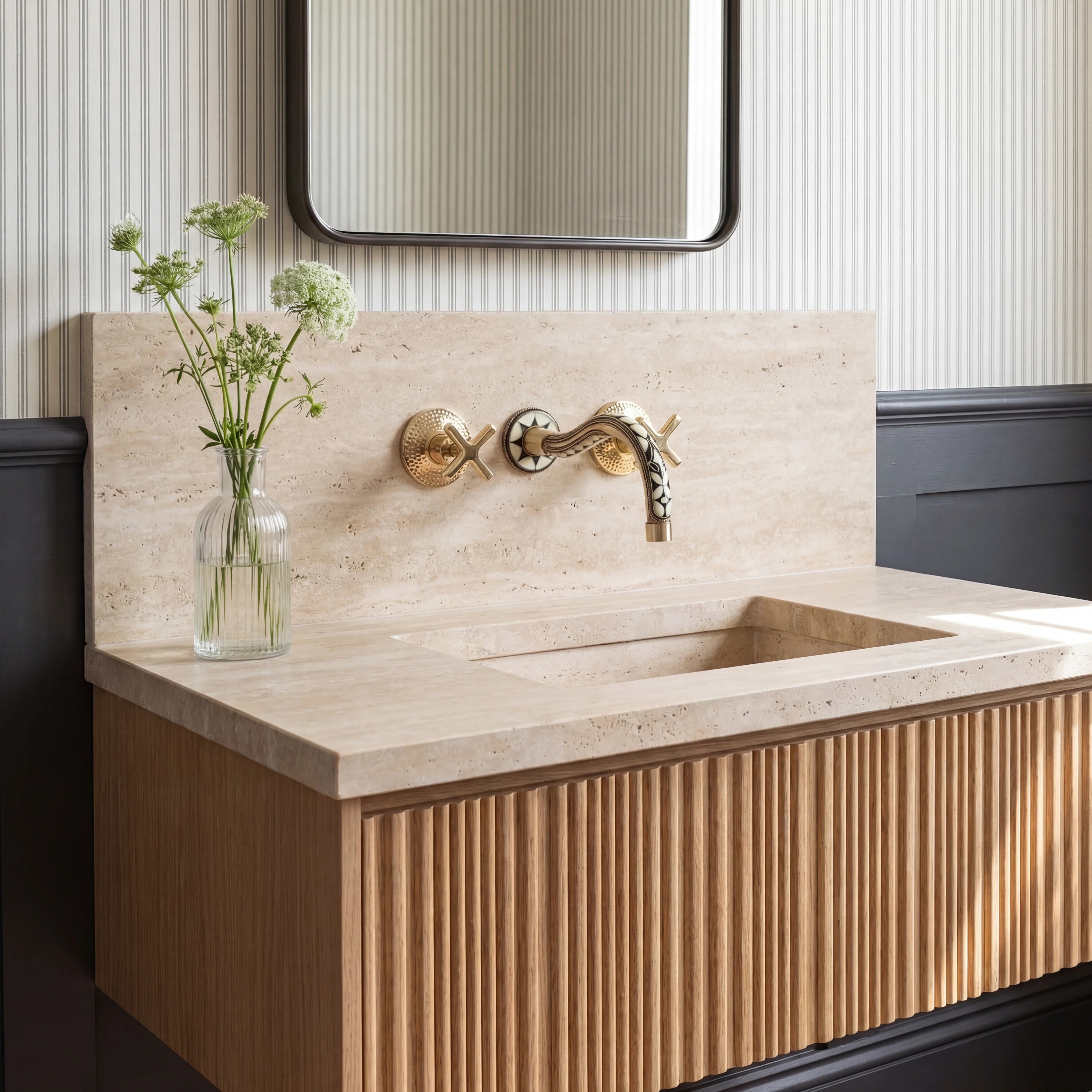 Zawa 3-Hole Wall Mount Bathroom Faucet