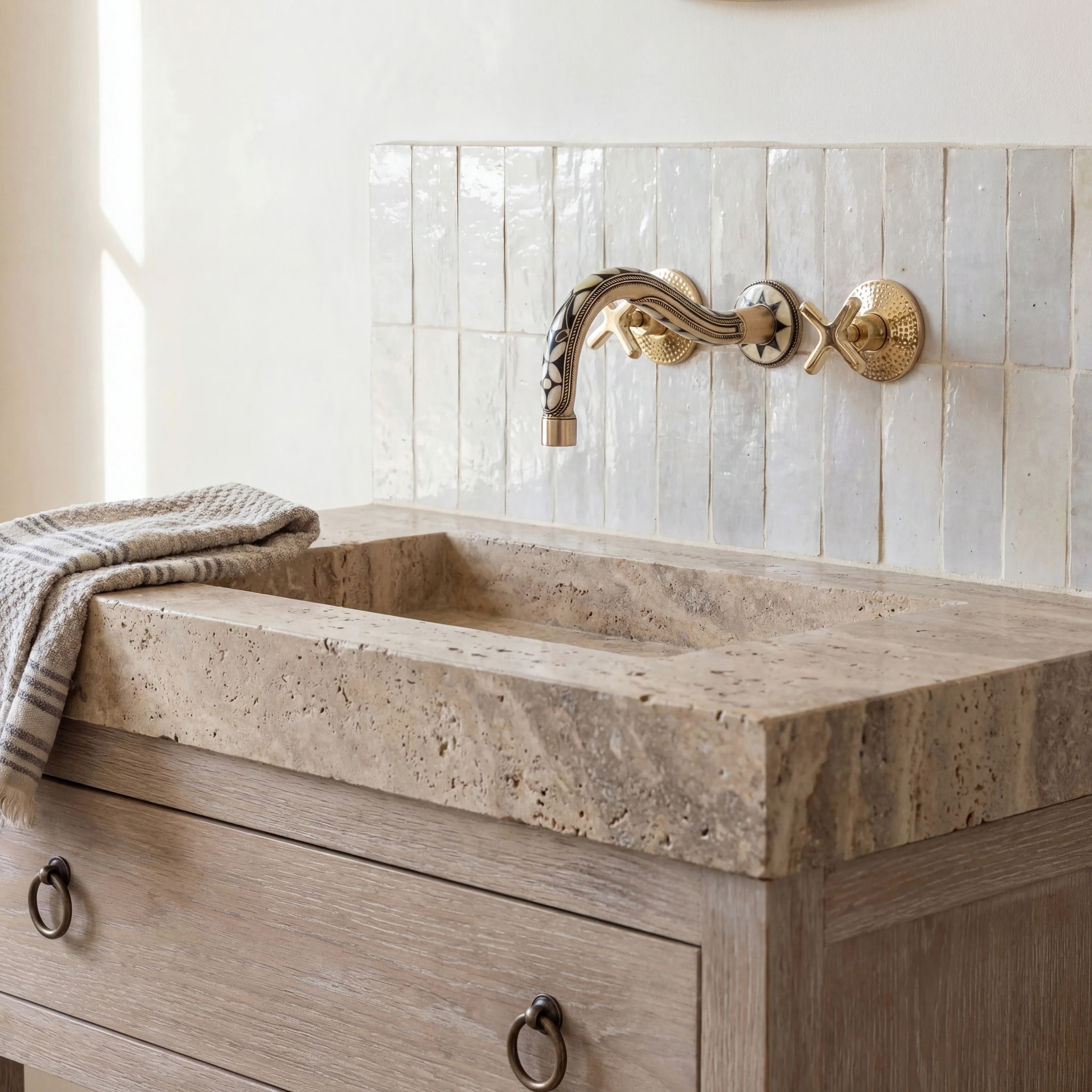 Zawa 3-Hole Wall Mount Bathroom Faucet