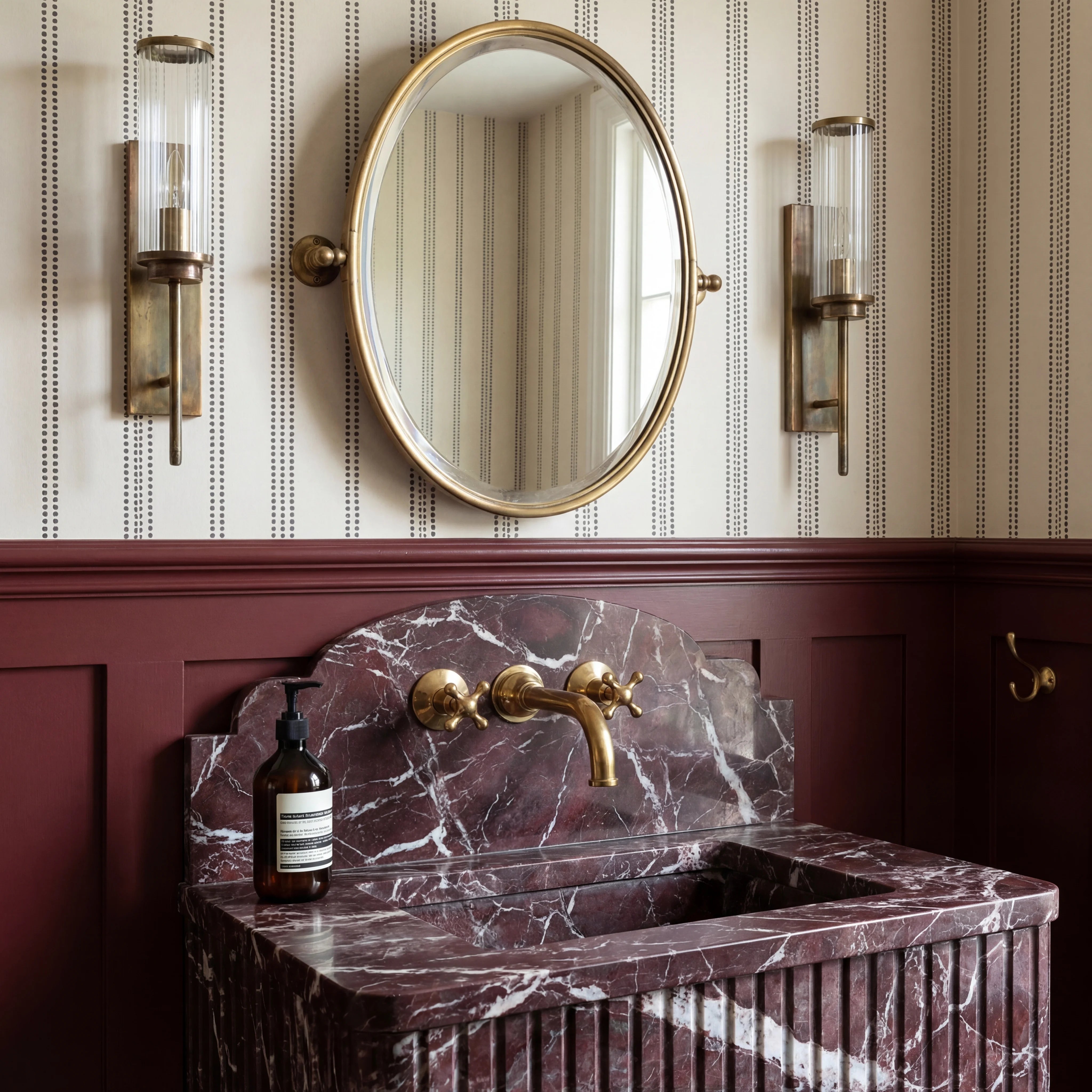 Brass Wall Mount 3-Hole Bathroom Faucet
