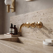 Brass Wall Mount 3-Hole Bathroom Faucet
