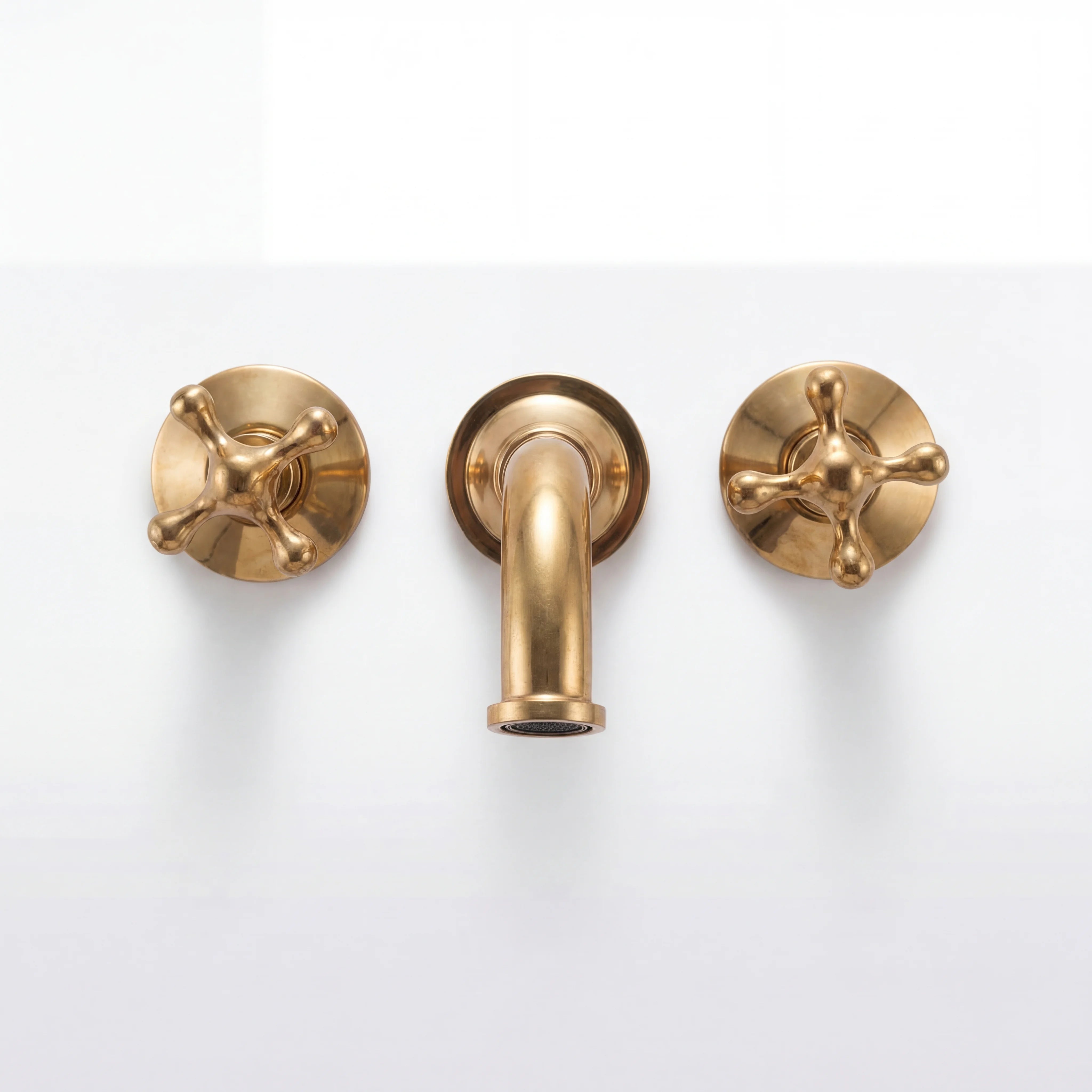 Brass Wall Mount 3-Hole Bathroom Faucet