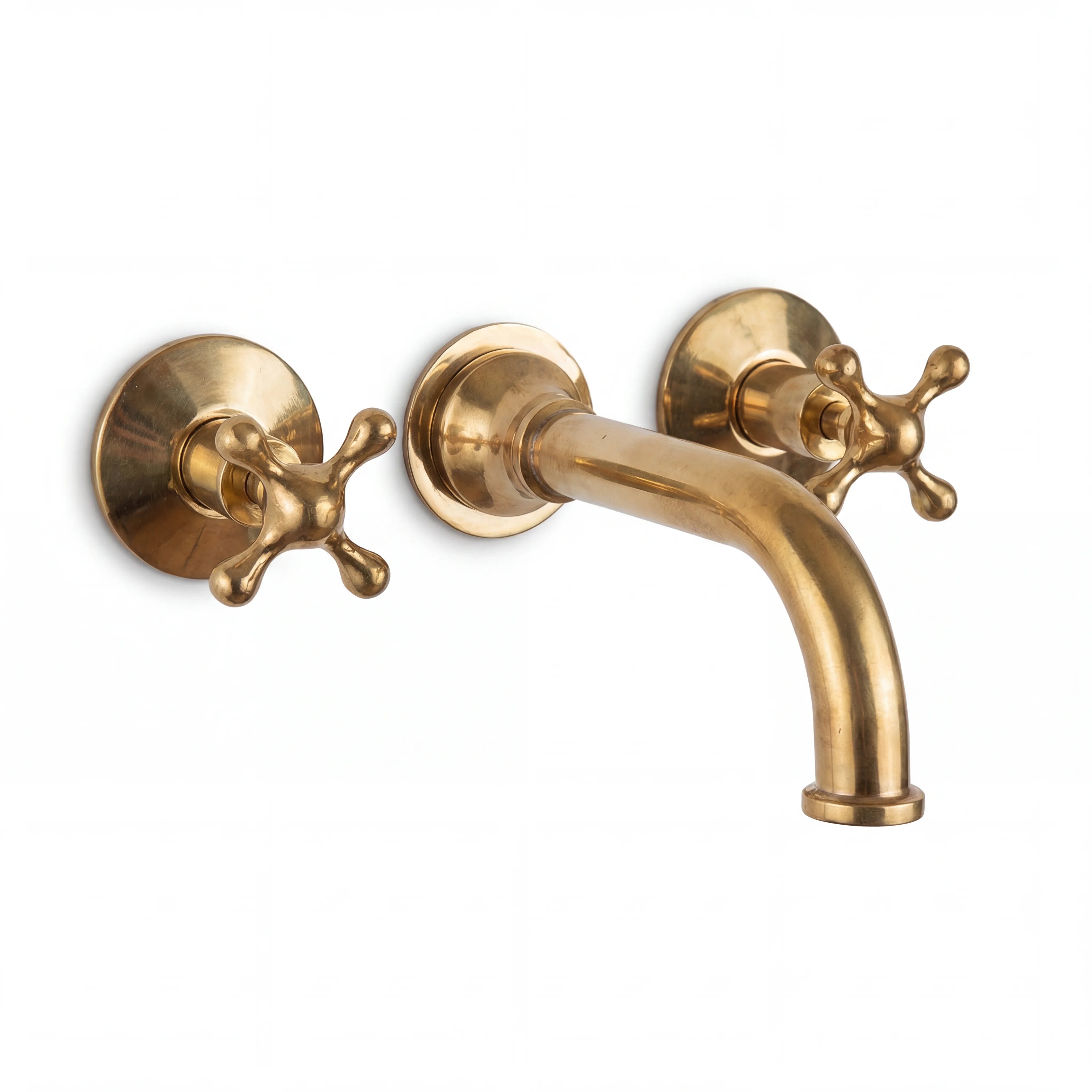 Brass Wall Mount 3-Hole Bathroom Faucet