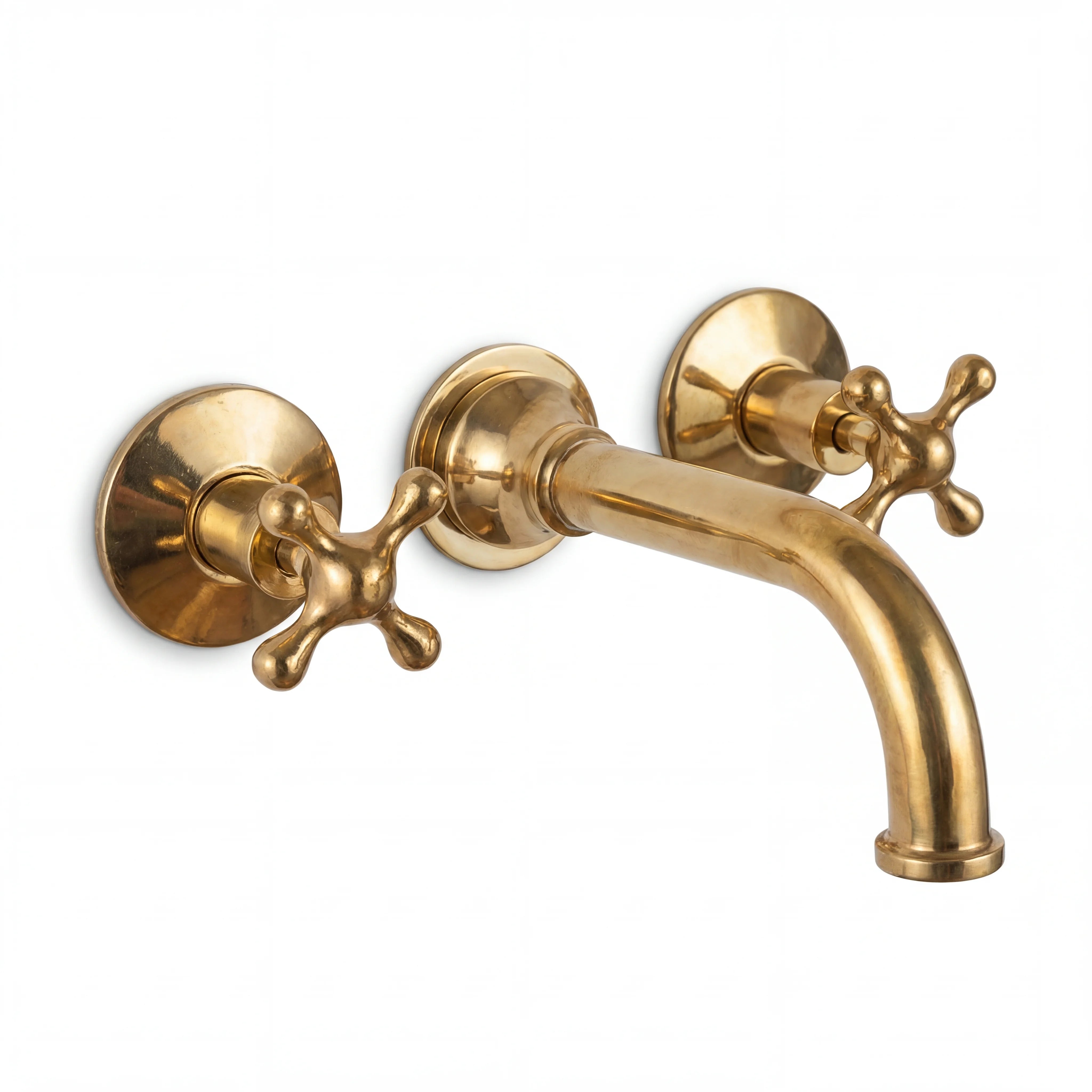 Brass Wall Mount 3-Hole Bathroom Faucet
