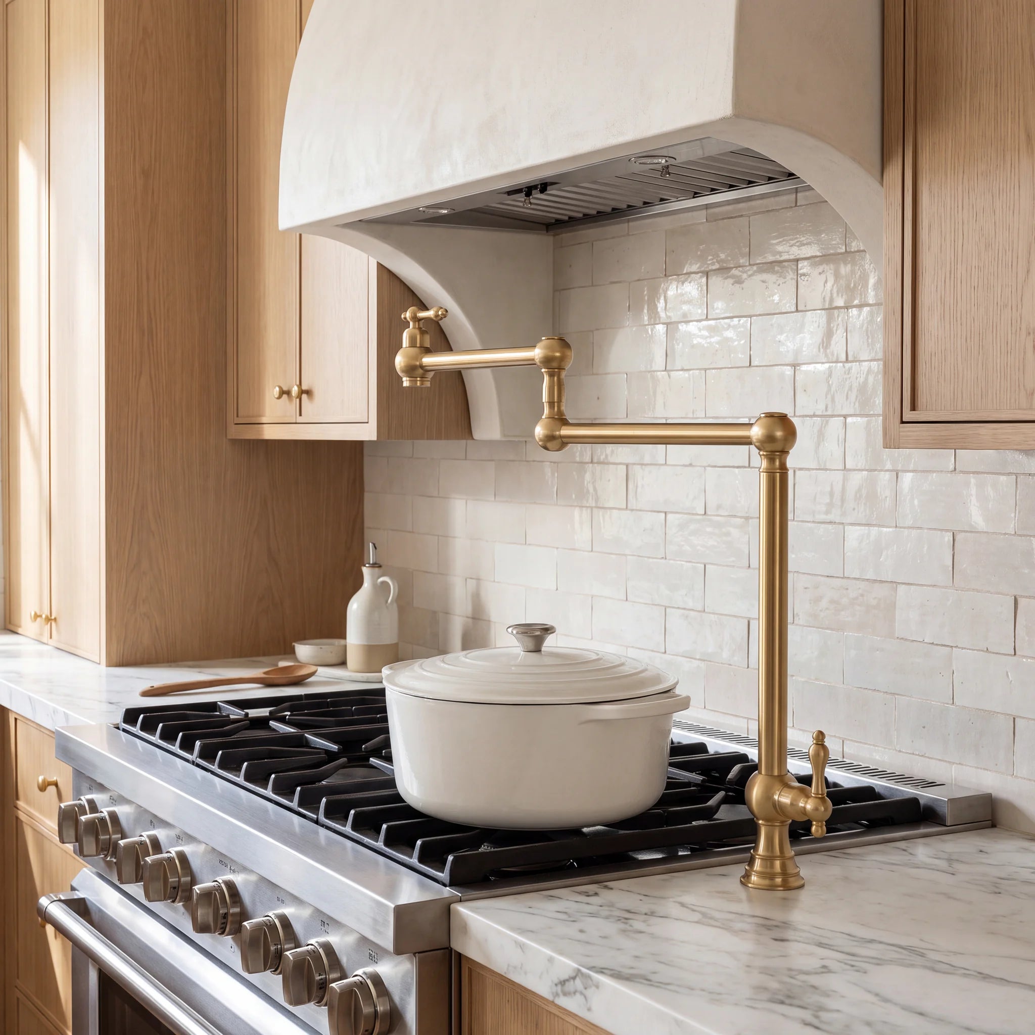 Unlacquered Brass Deck Mount Pot Filler Faucet
