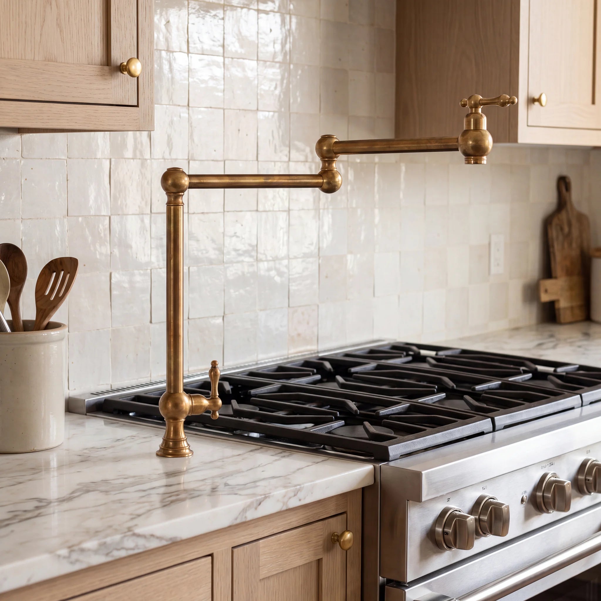 Unlacquered Brass Deck Mount Pot Filler Faucet