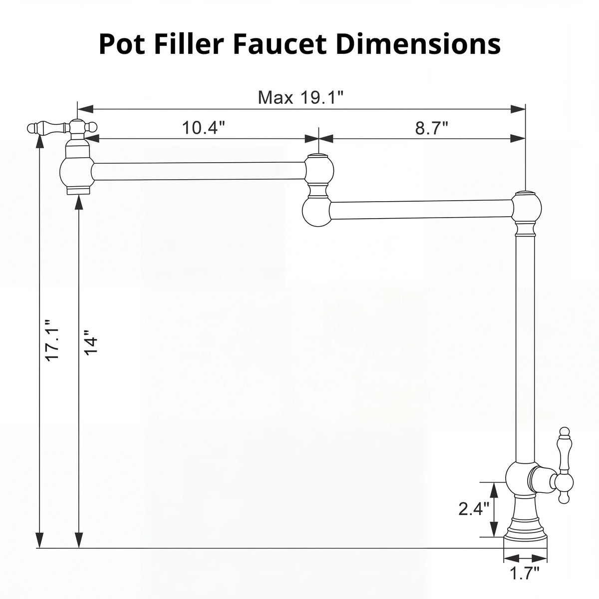 Unlacquered Brass Deck Mount Pot Filler Faucet technical document 1