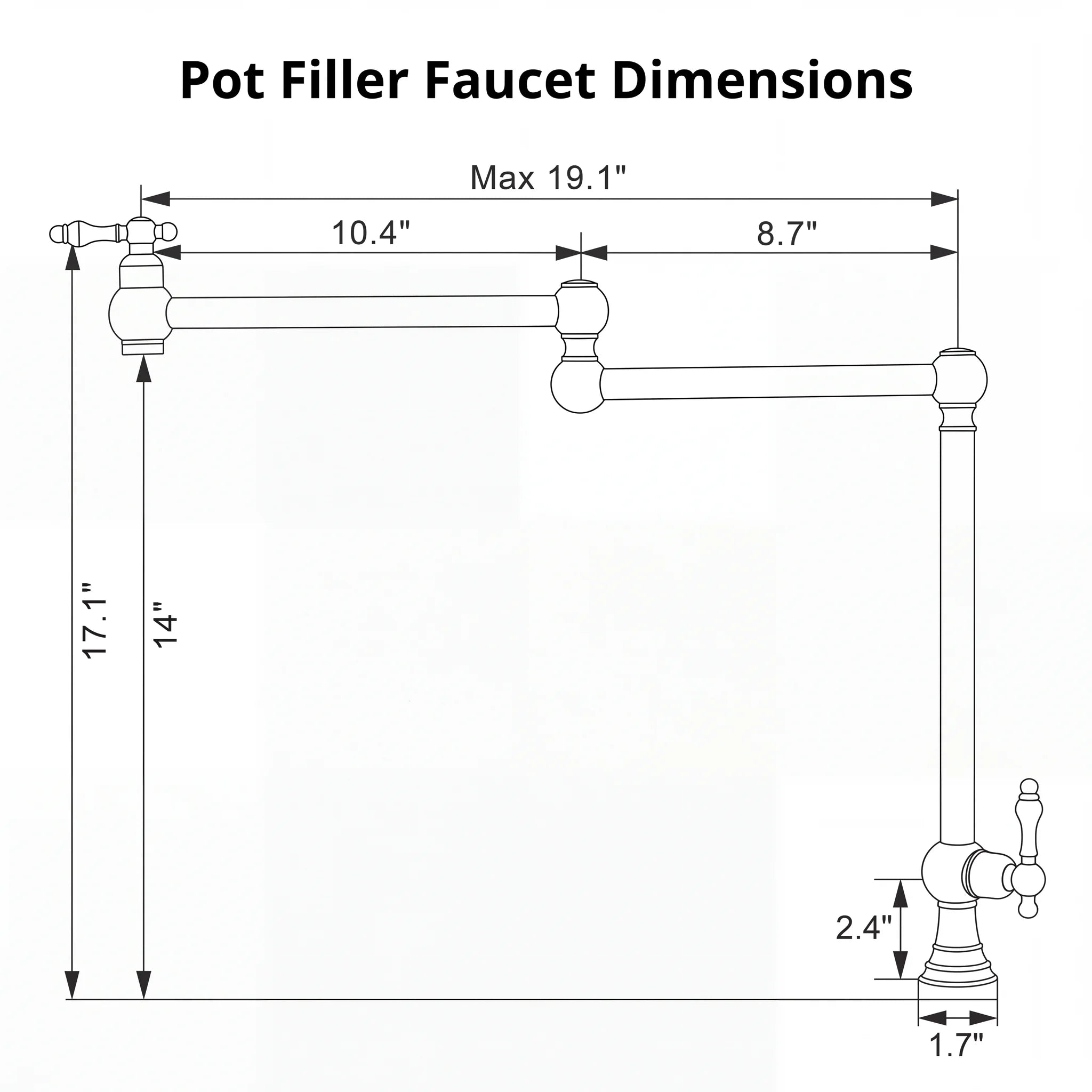 Unlacquered Brass Deck Mount Pot Filler Faucet