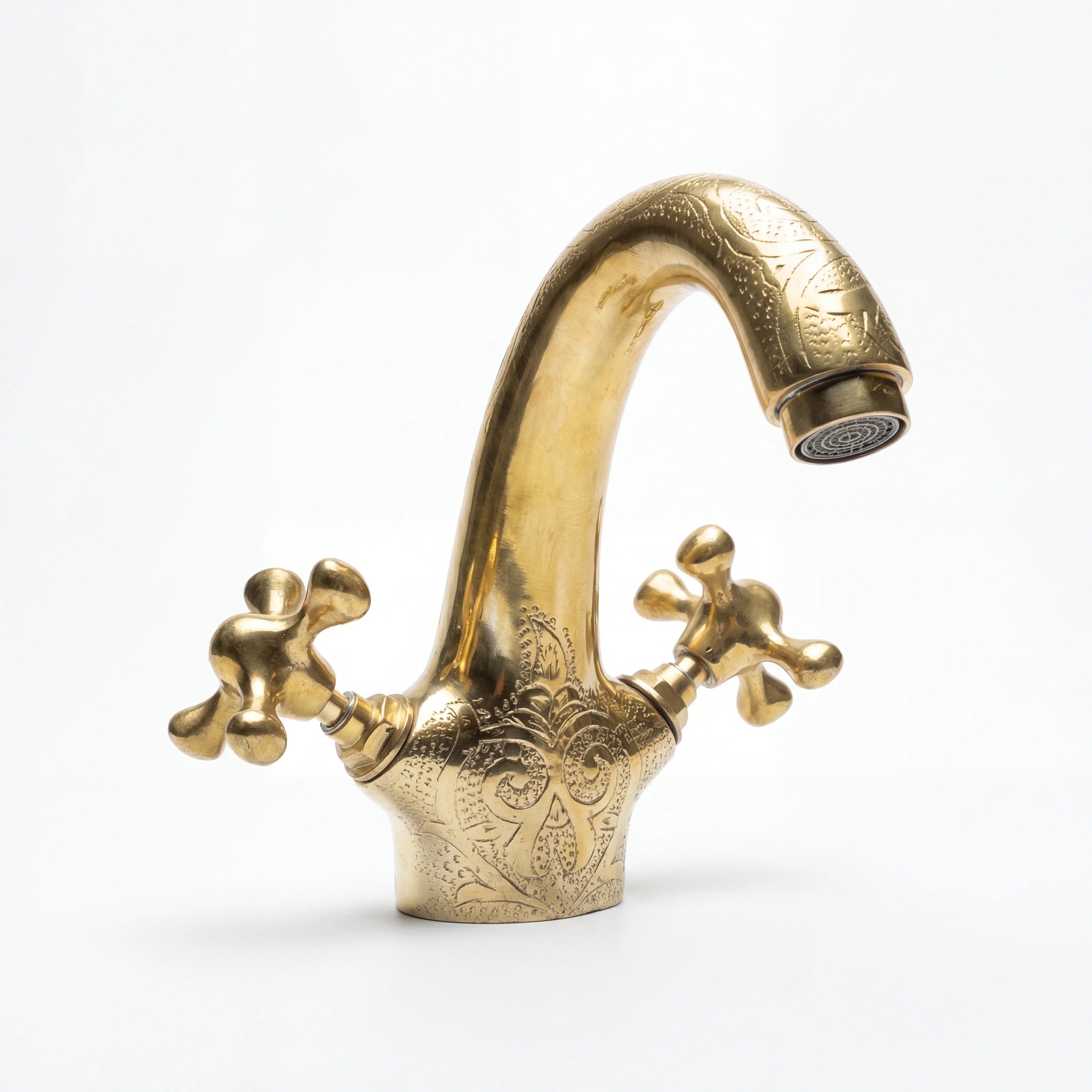 Grifo de baño monomando de latón grabado