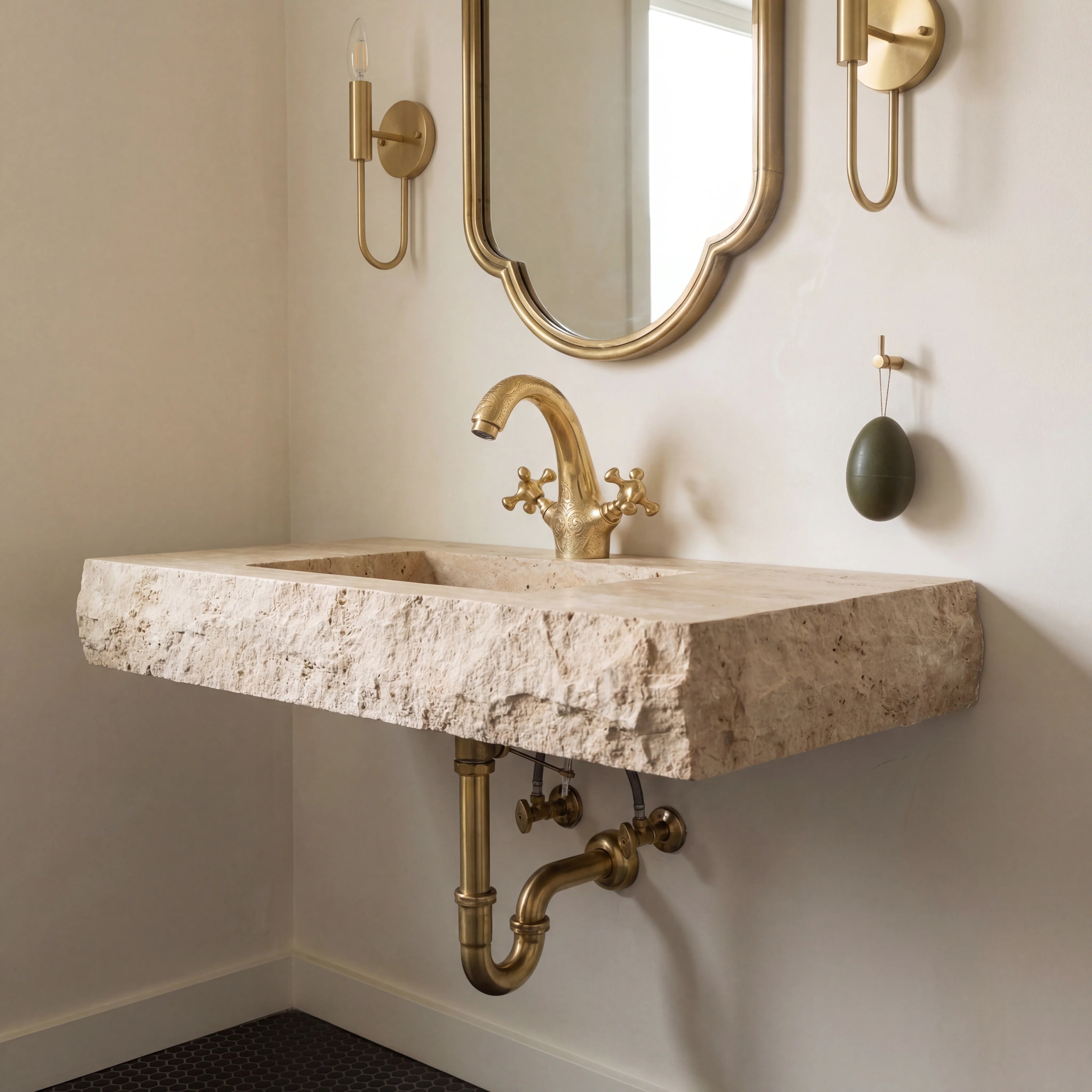 Grifo de baño monomando de latón grabado