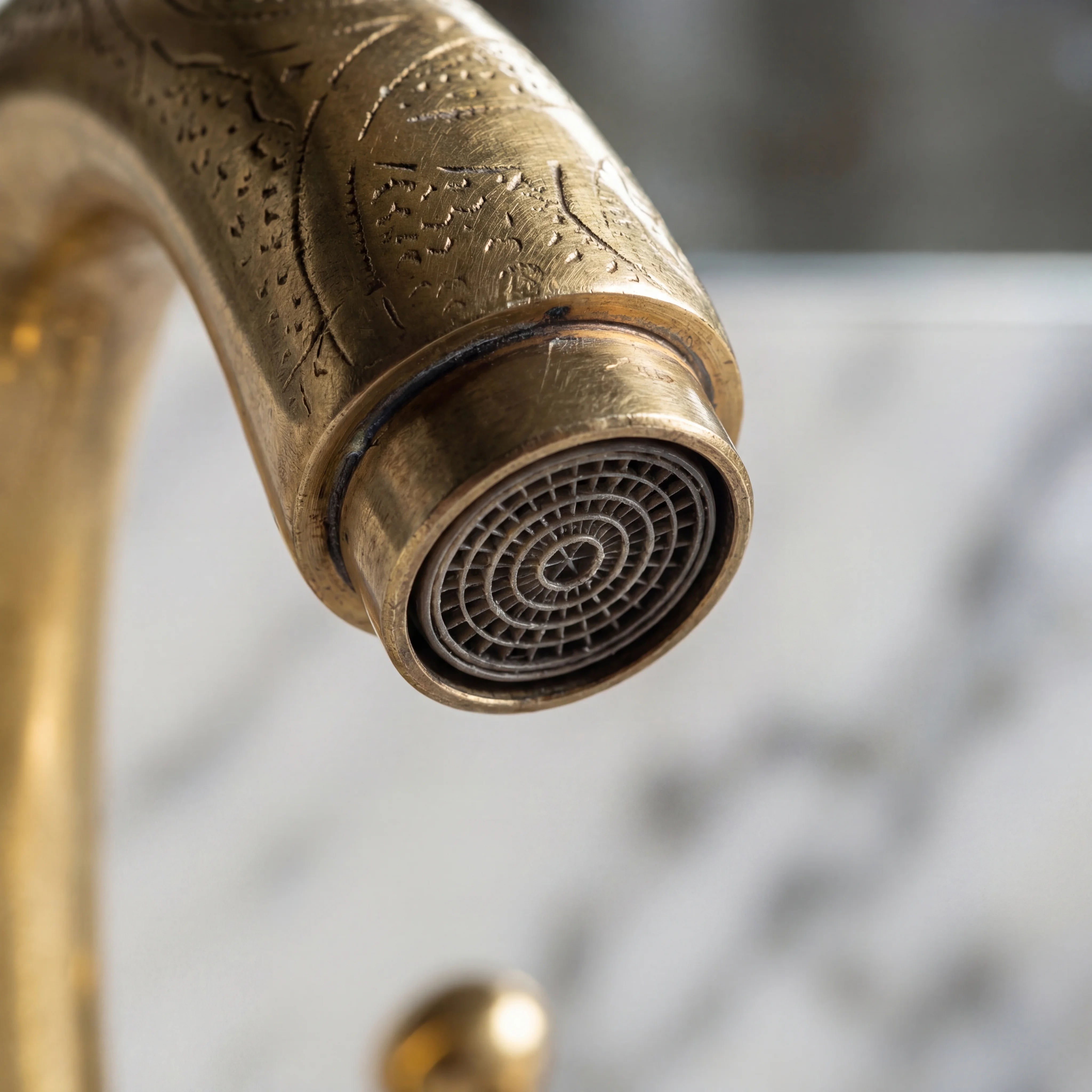 Grifo de baño monomando de latón grabado