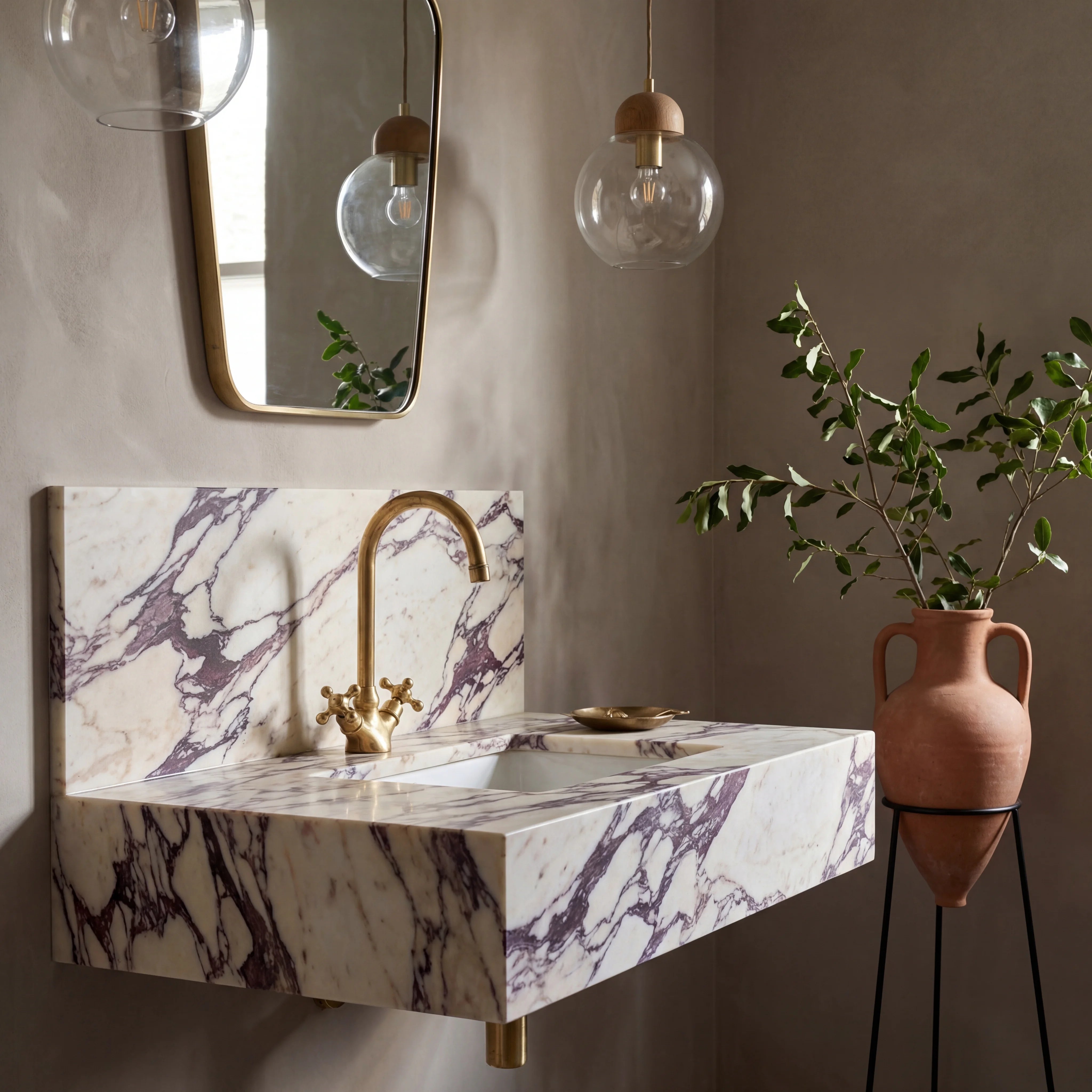 Brass Gooseneck Single Hole Bathroom Faucet