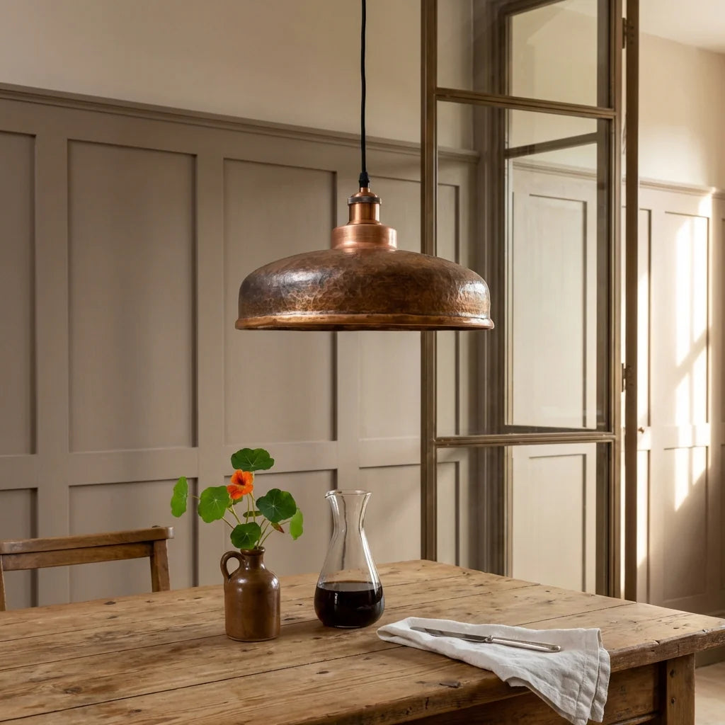 Barn Vintage Hammered Copper Pendant Lamp