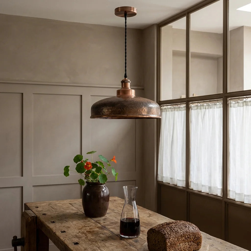 Barn Vintage Hammered Copper Pendant Lamp